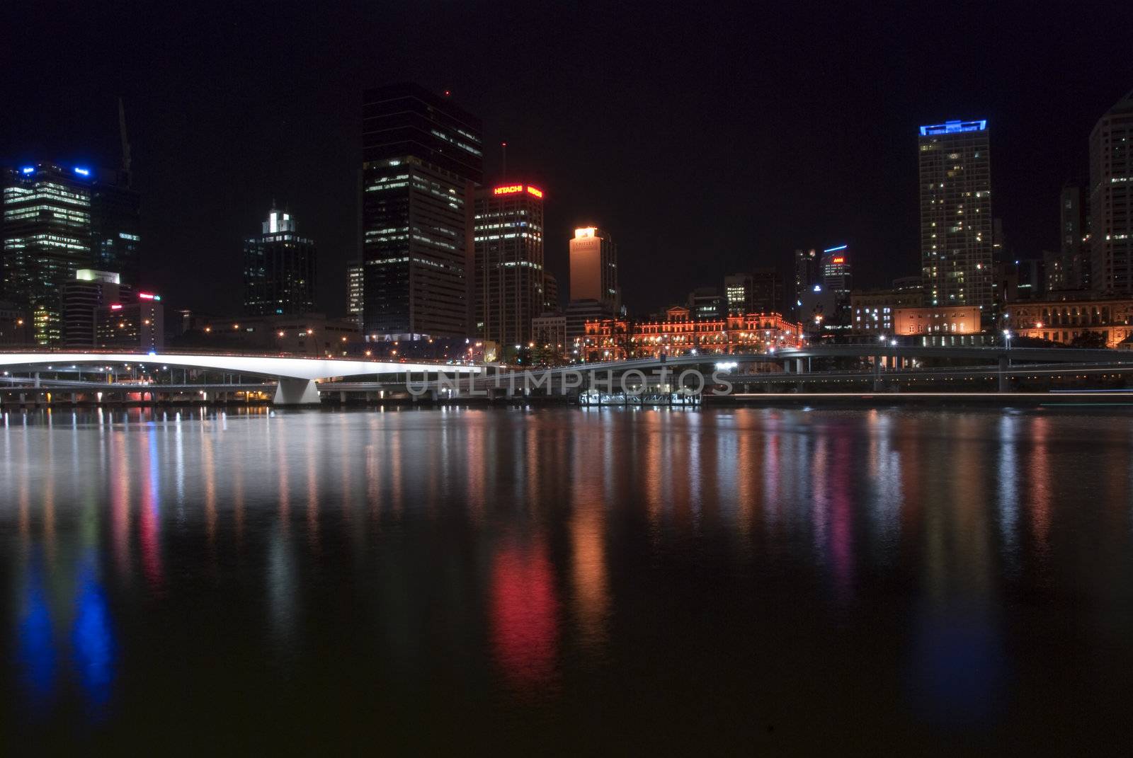 Brisbane River by Night, Australia, August 2009 by jovannig