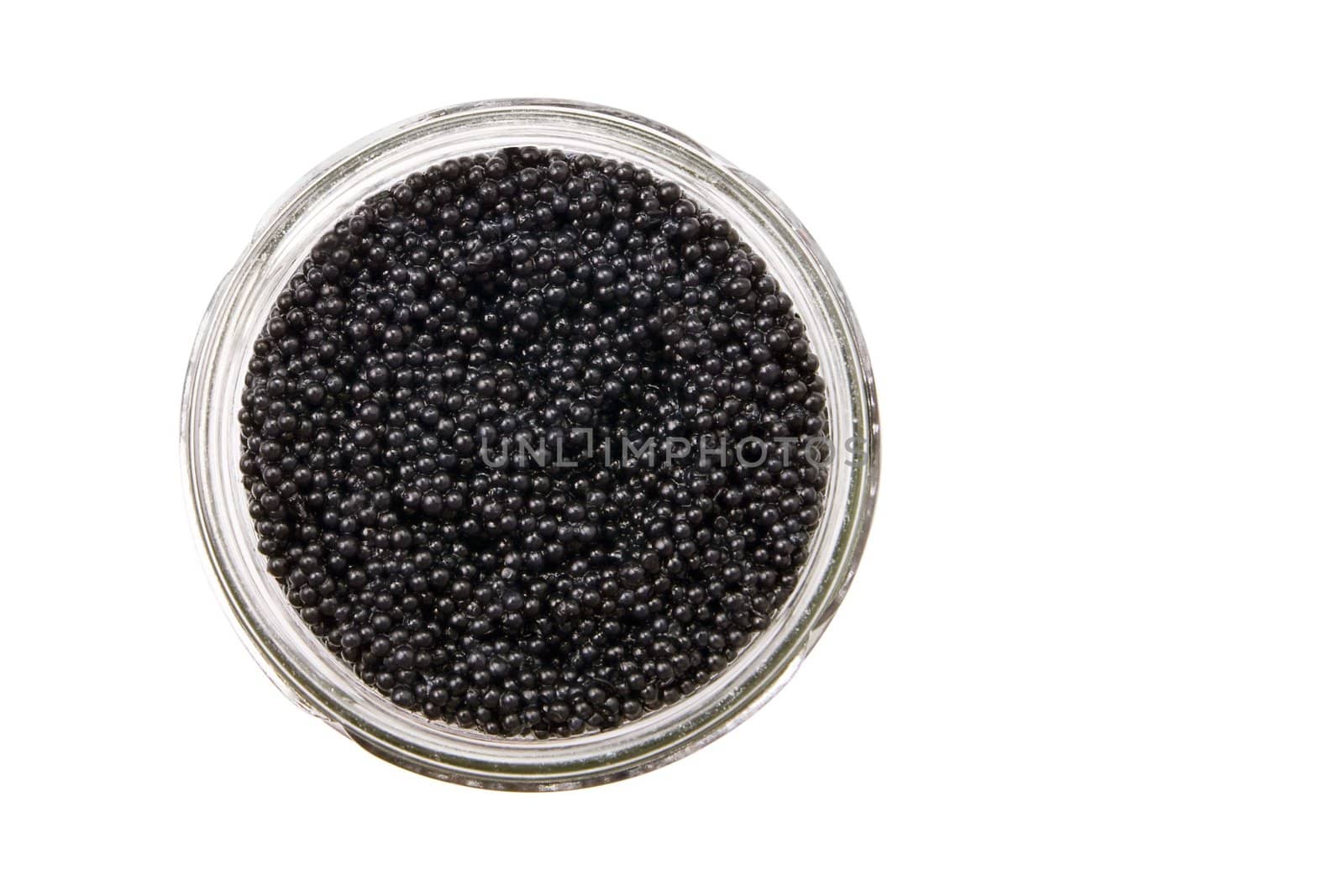 Jar of back caviar. Isolated on white