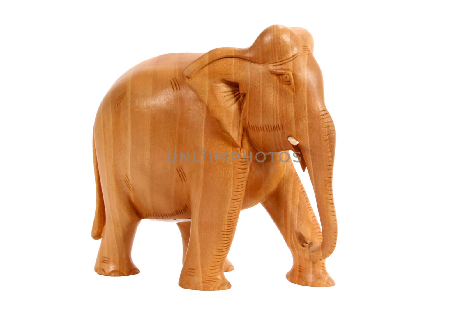 Realistic wooden sculpture of the Indian elephant