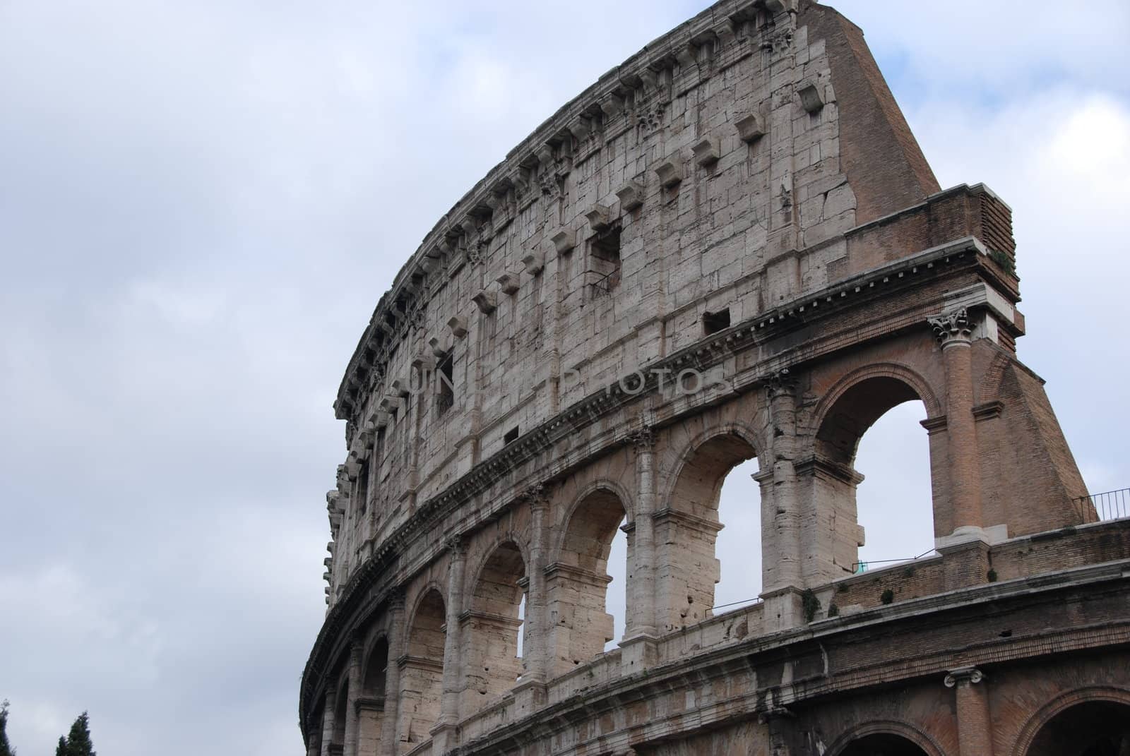 Close up of the arches of the colosseum