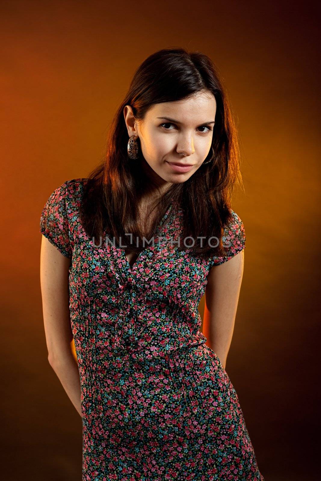 Beautiful young woman posing. Shot in studio