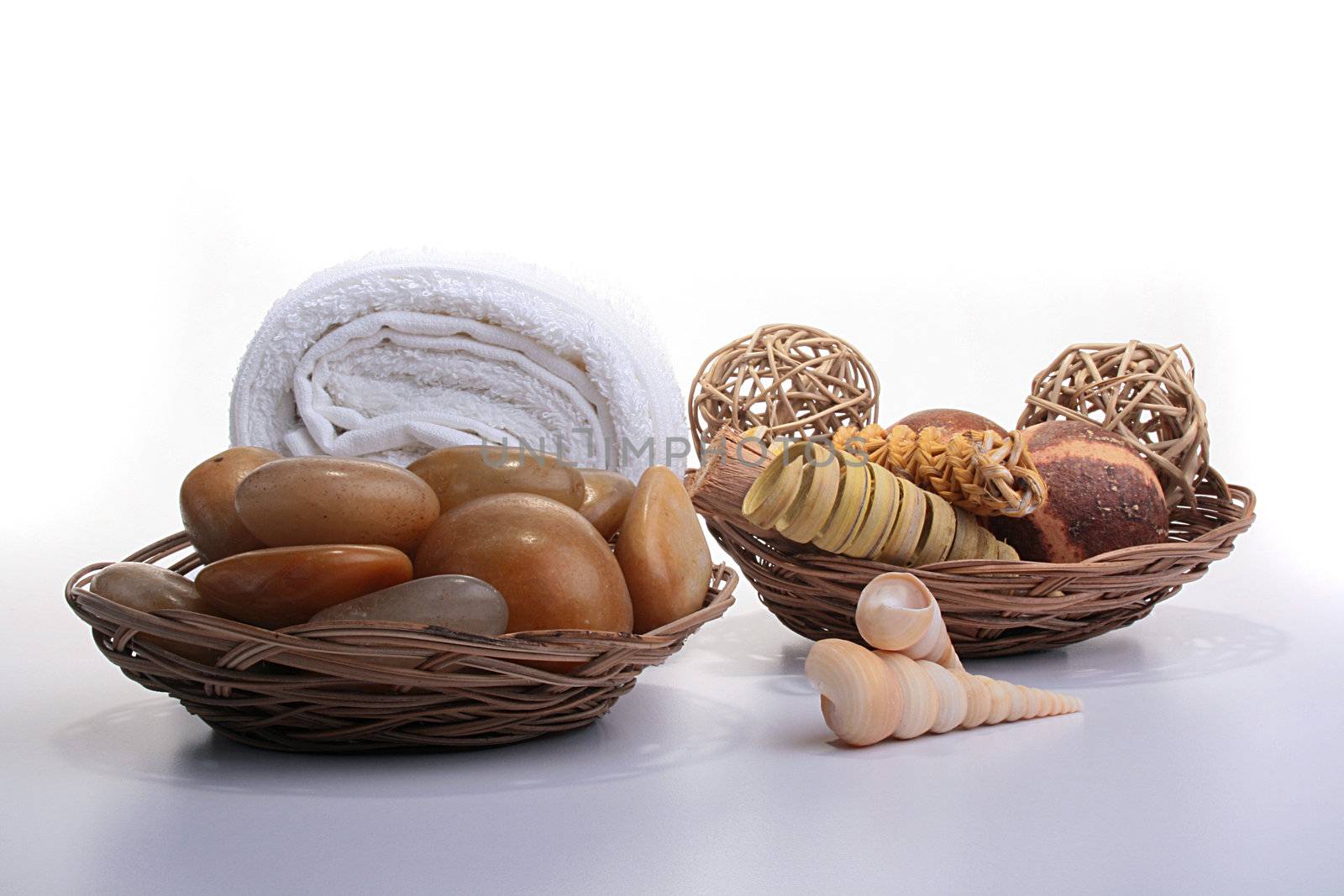 Set for SPA with towels, sea stones and other accessories.