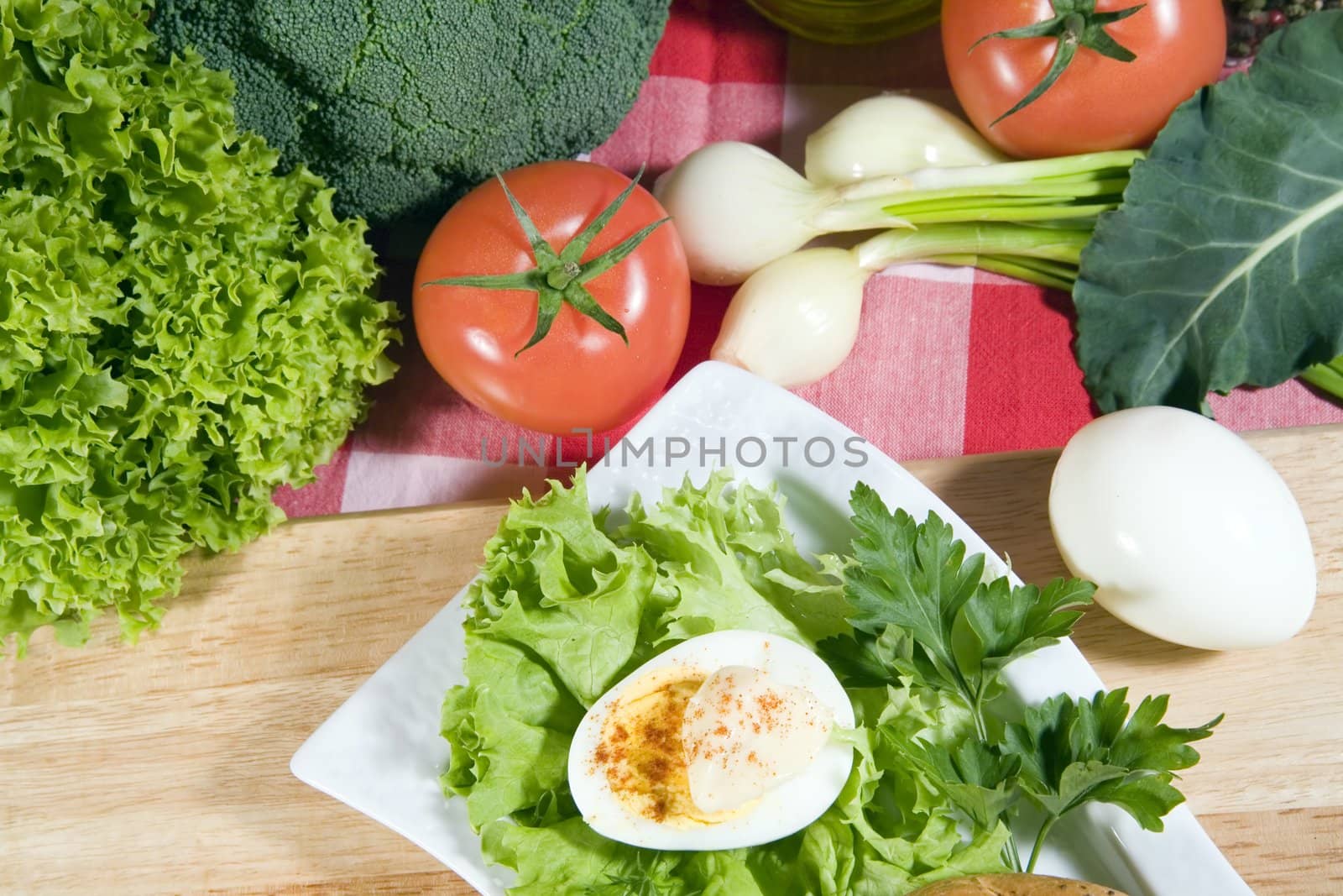 healthy breakfast - bakeroll, eggs and plenty of vegetables - hi res 12,7 mpix