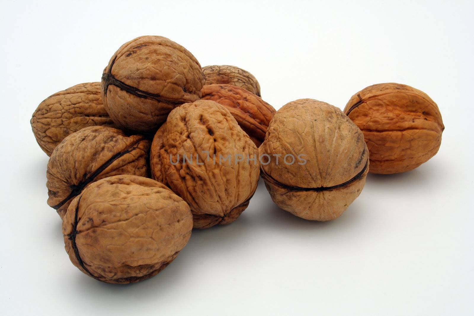 group of nuts isolated on white background