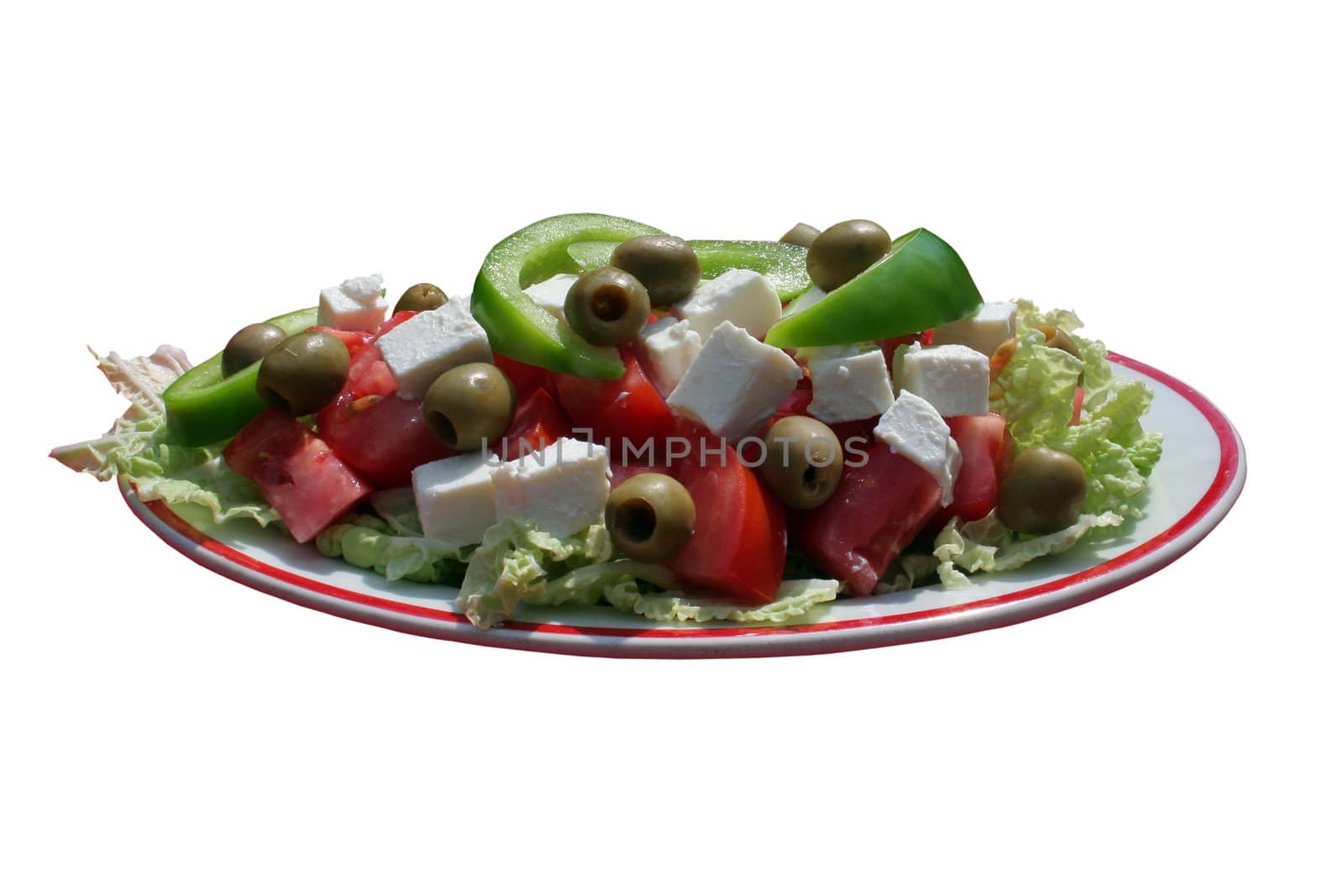 greek salad on white background