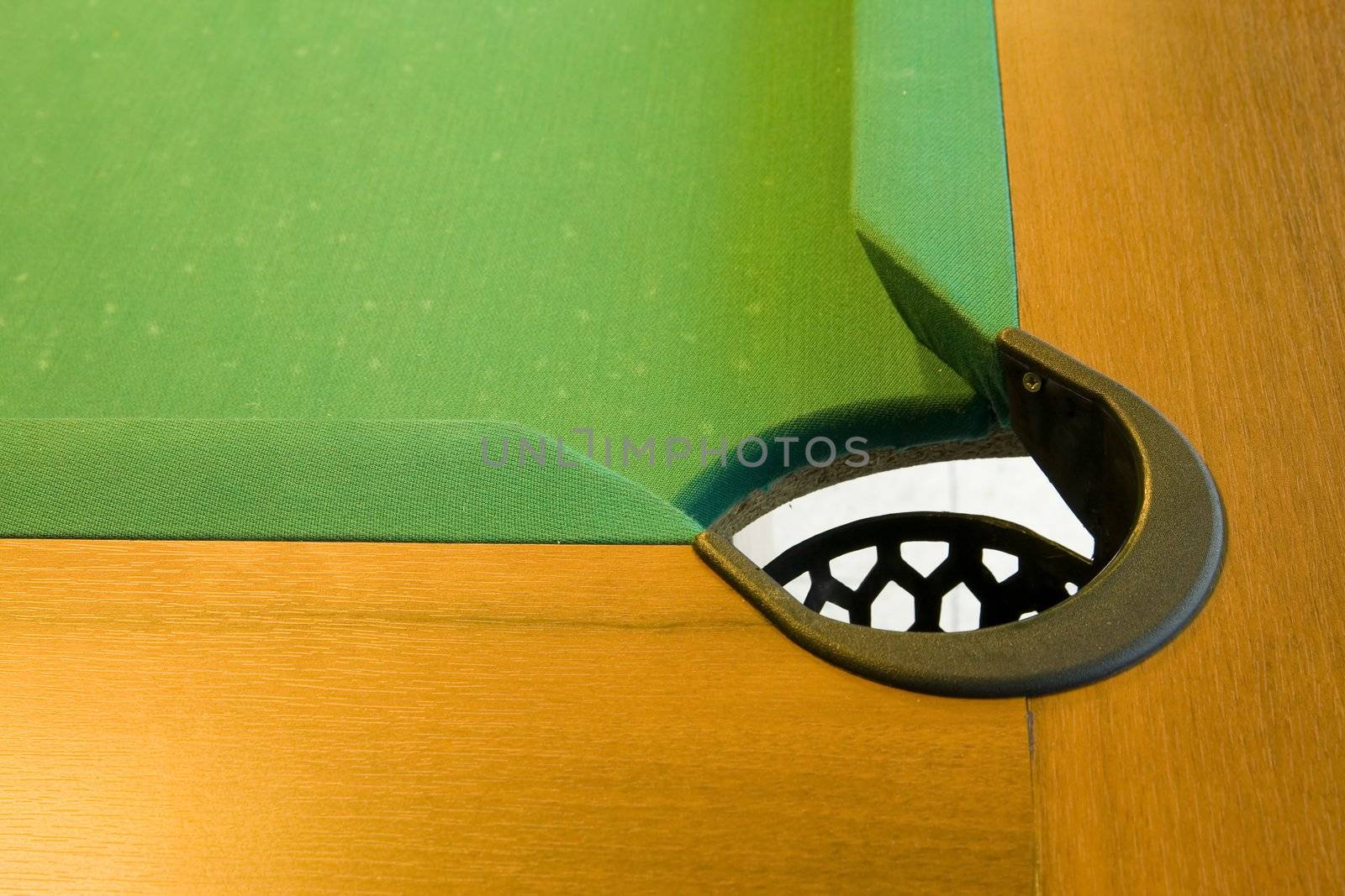 corner of pool table with pocket