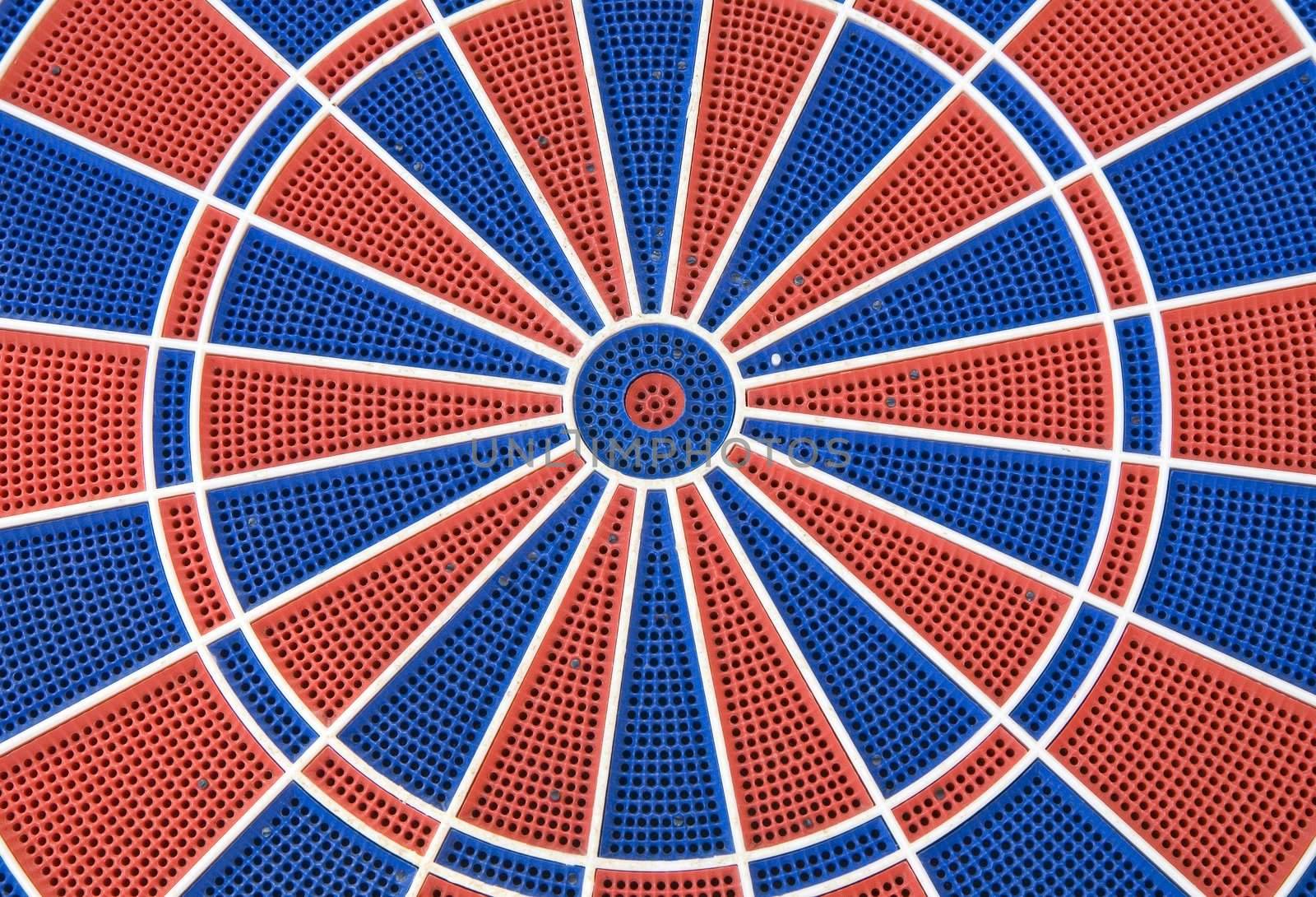 close-up of colorful dart board