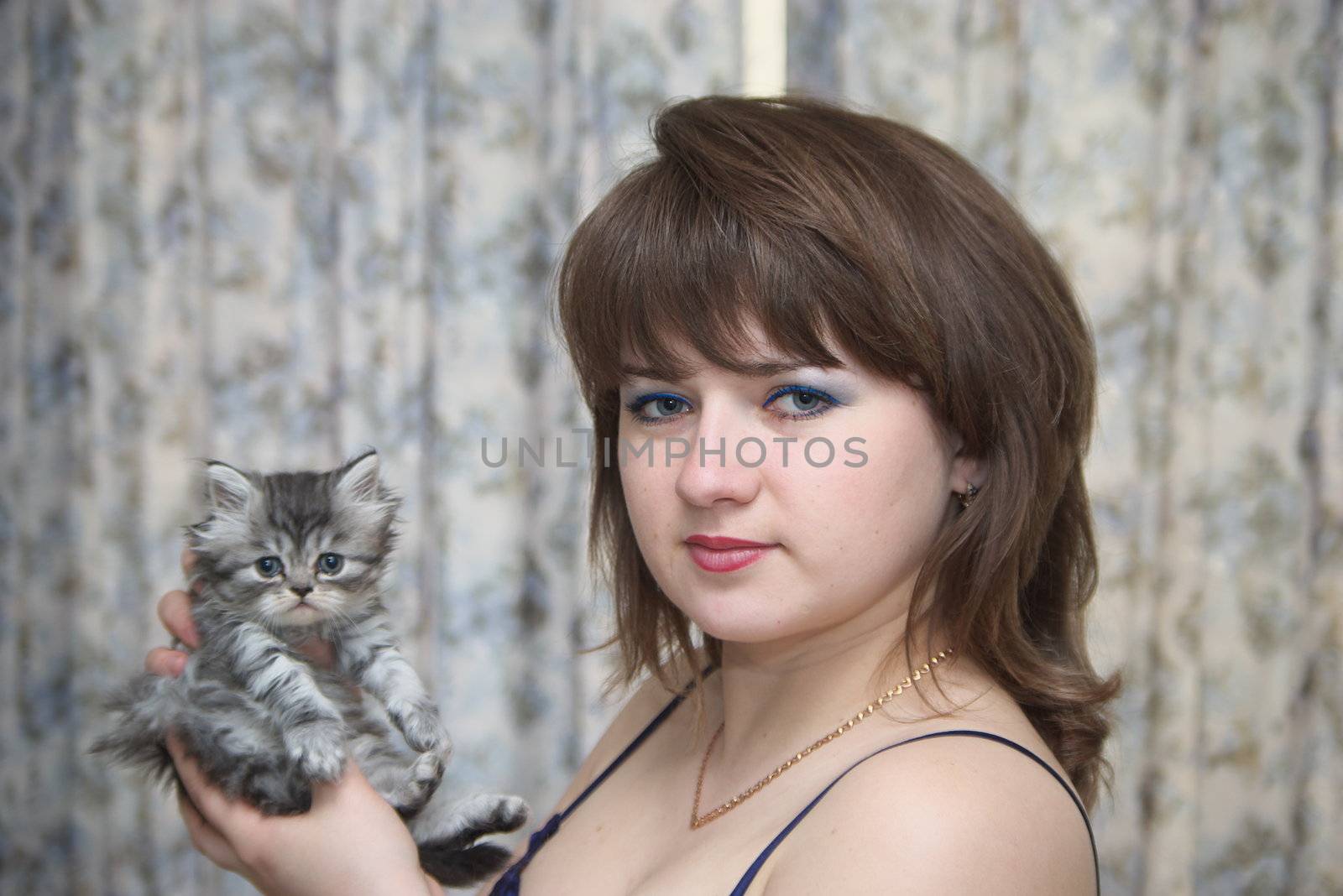 Woman with kitty by alshadsky