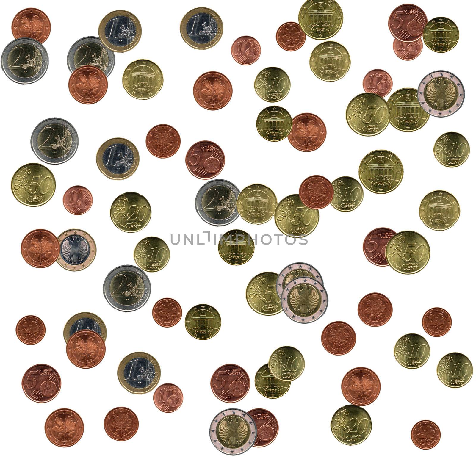 Collage of Euro coins money useful as a background