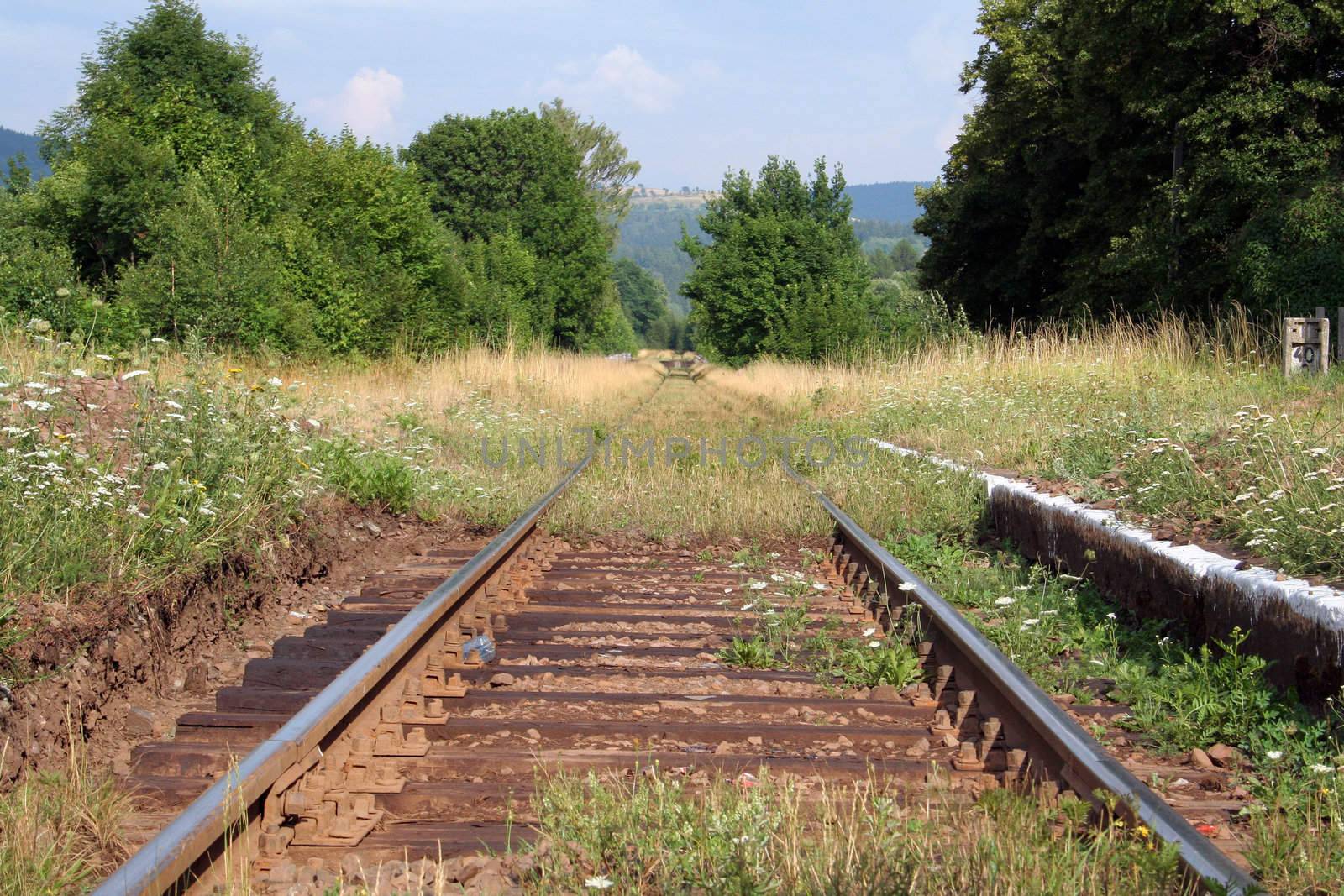 old railway track in Gluszyca (Poland)