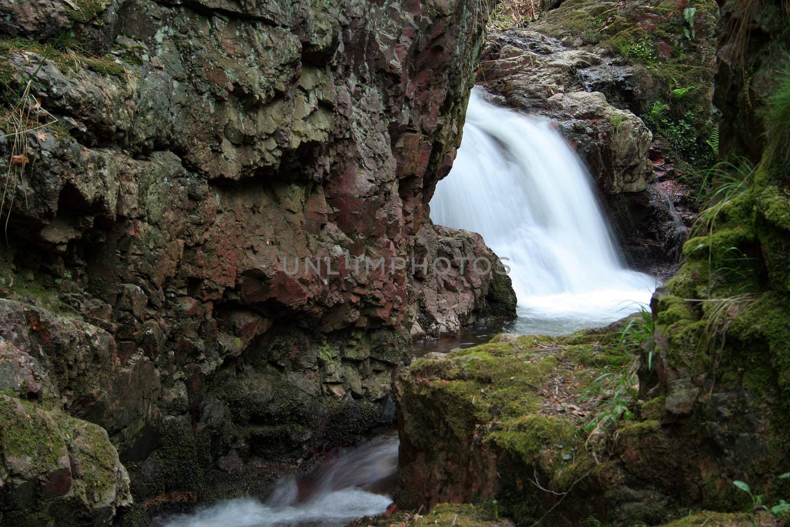 small waterfall in Sowie mountains (Poland)