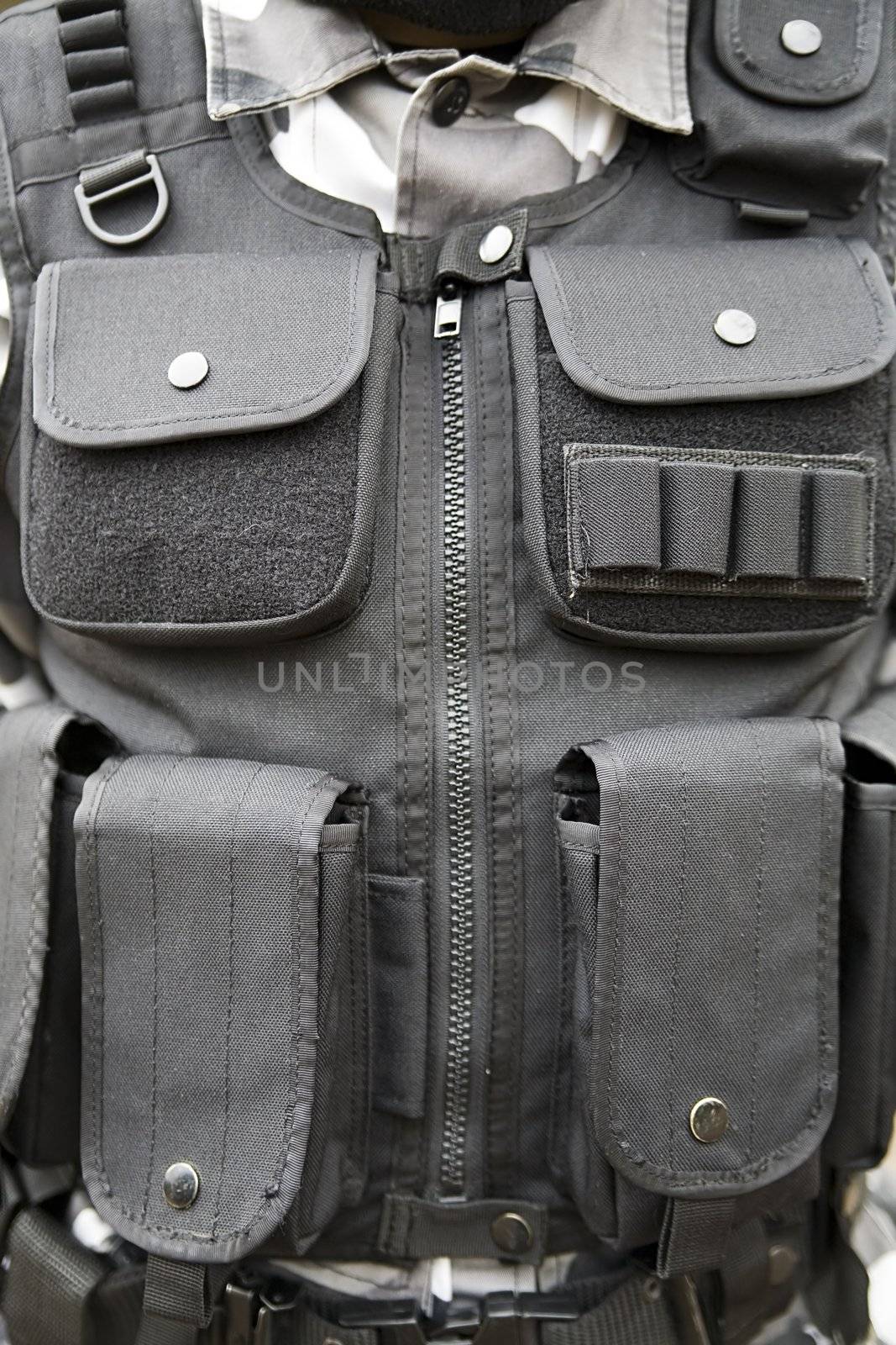 black S.W.A.T vest - part of soldier's equipment