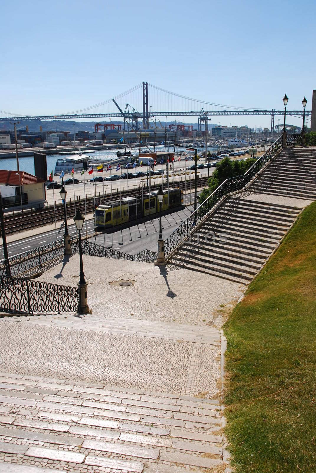 Cityscape view of April 25th bridge in Lisbon, Portugal by luissantos84