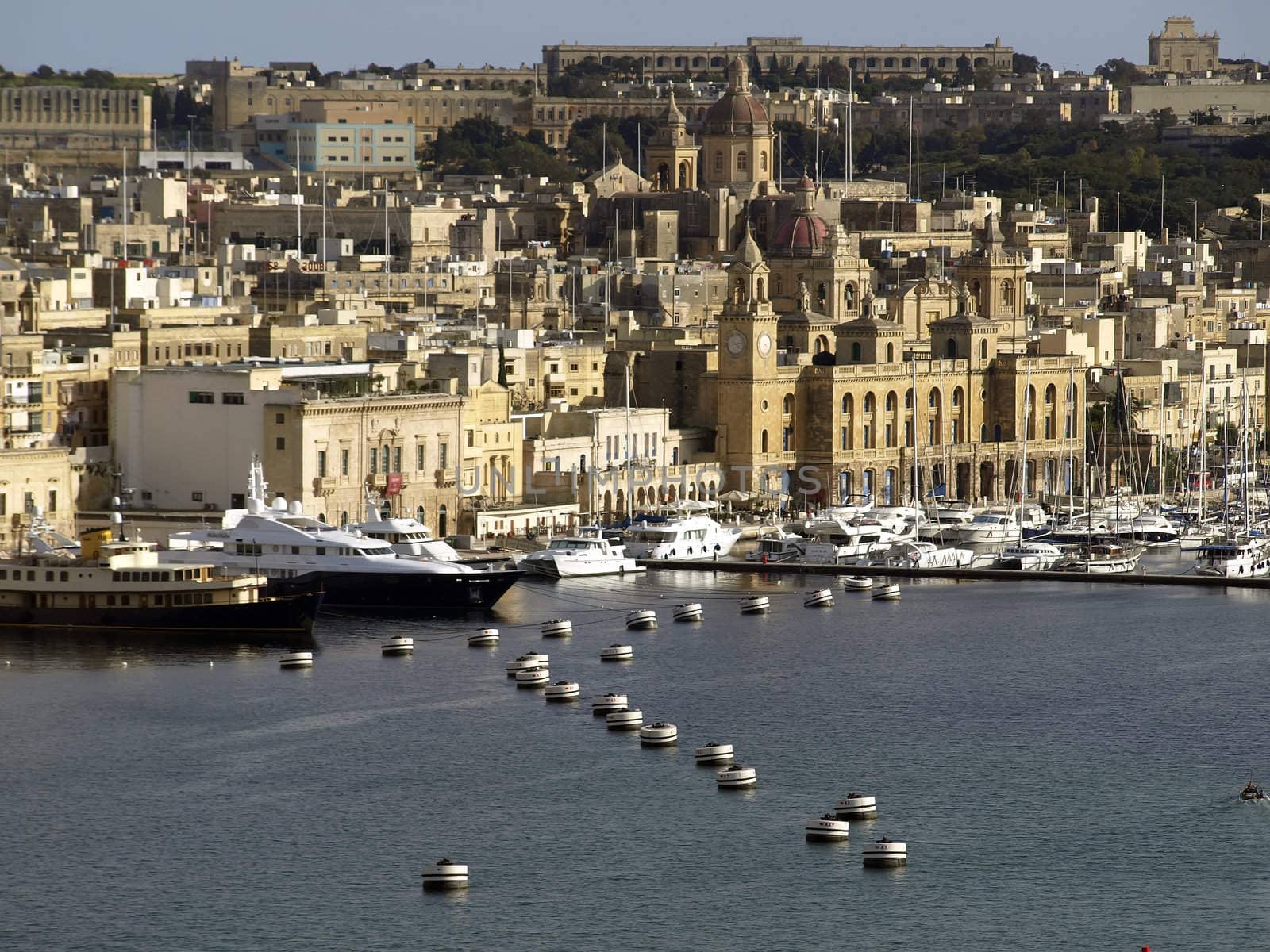 Beautiful yachts moored at the Vittoriosa Yacht Marina in Malta in the Med