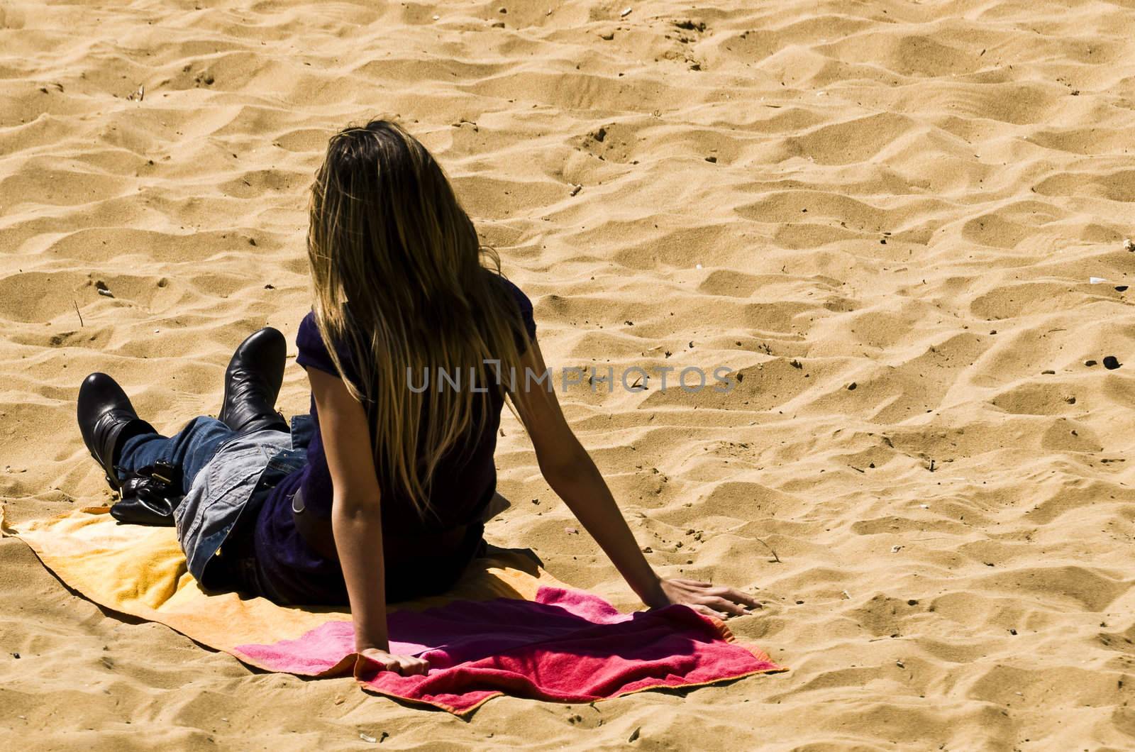 Woman at the beach in spring in Malta