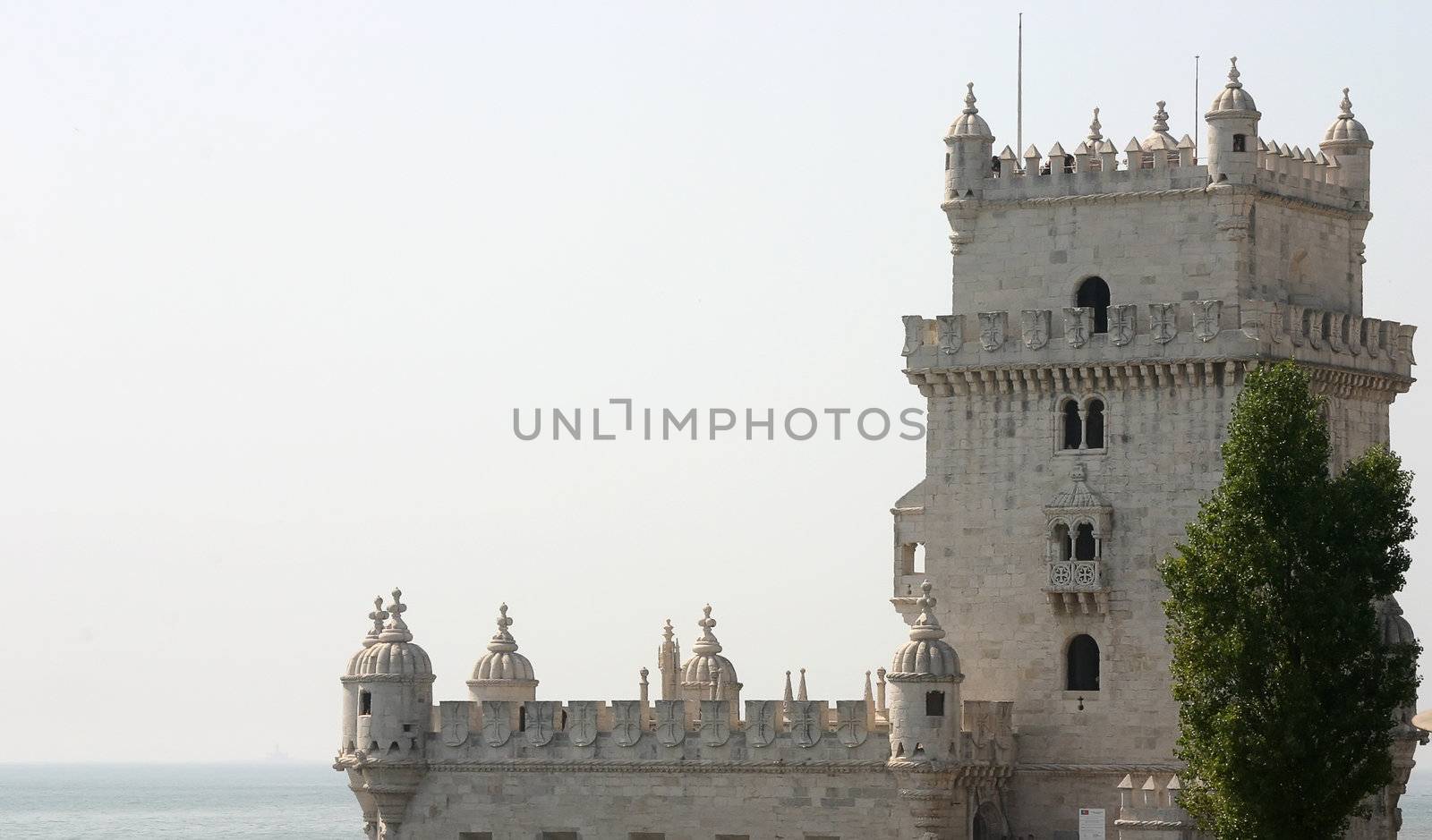 Nice tower near river with sky