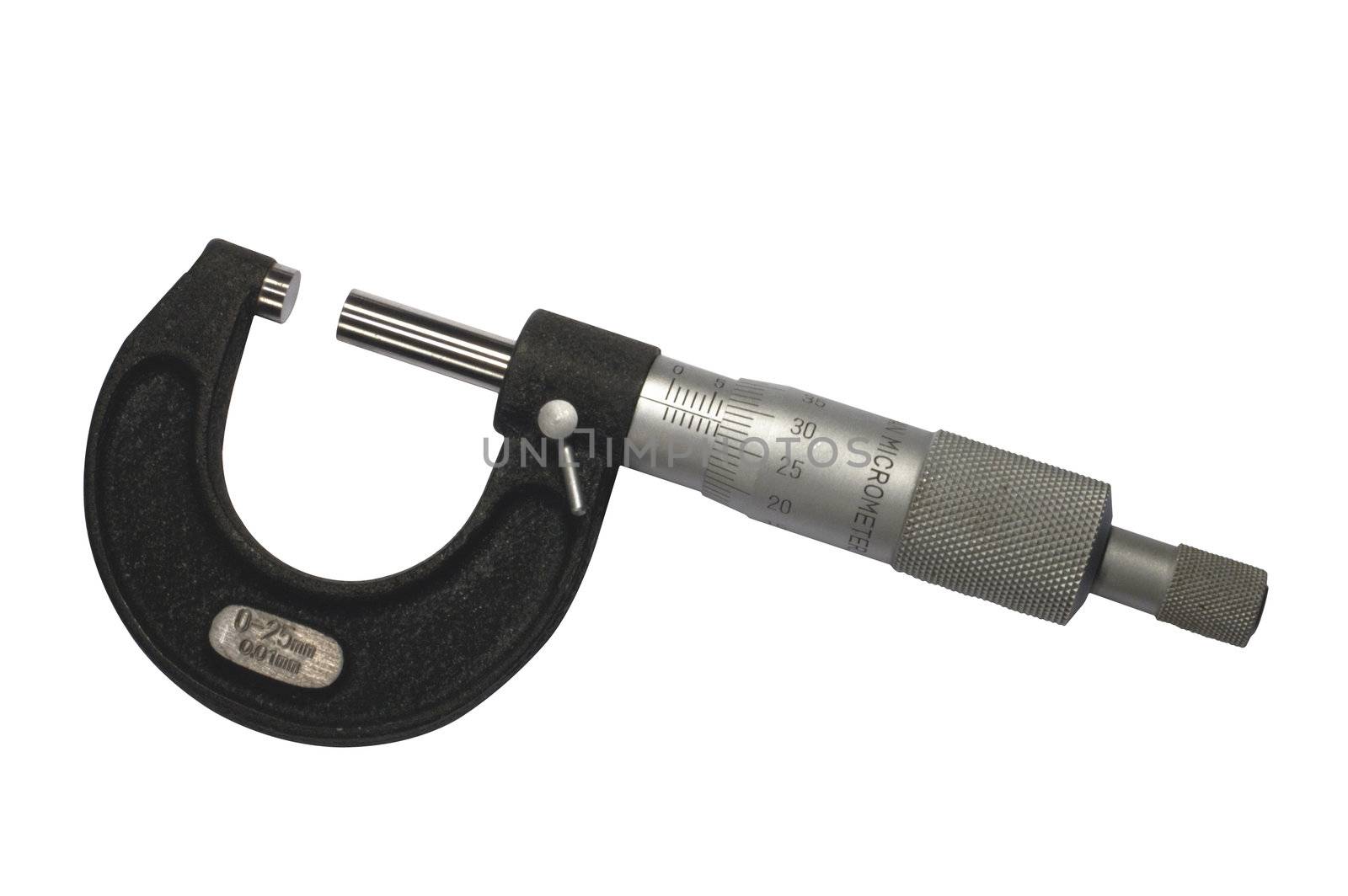 A micrometer. Clipping path included with the file.