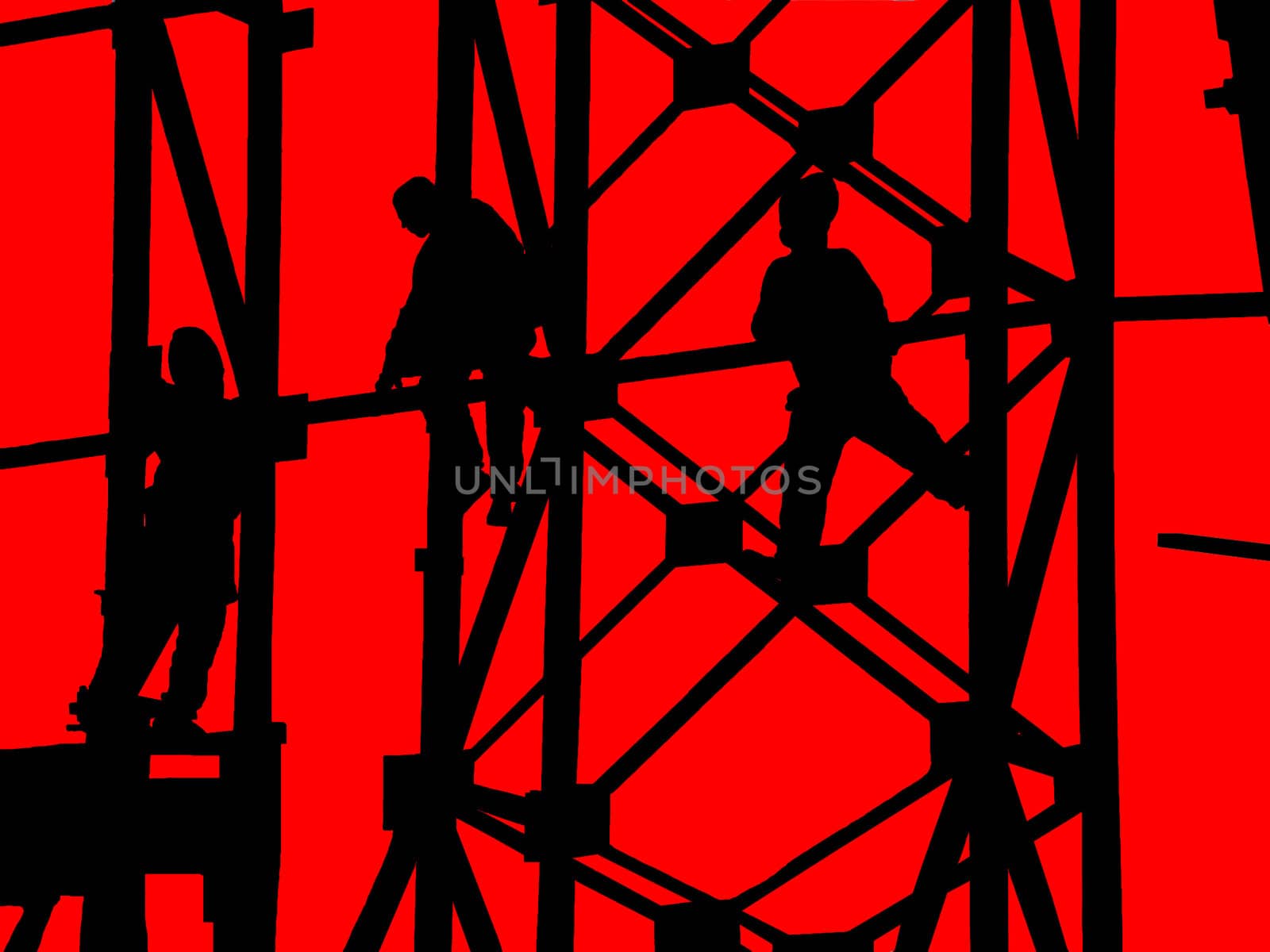 construction site, silhouettes adjuster and design