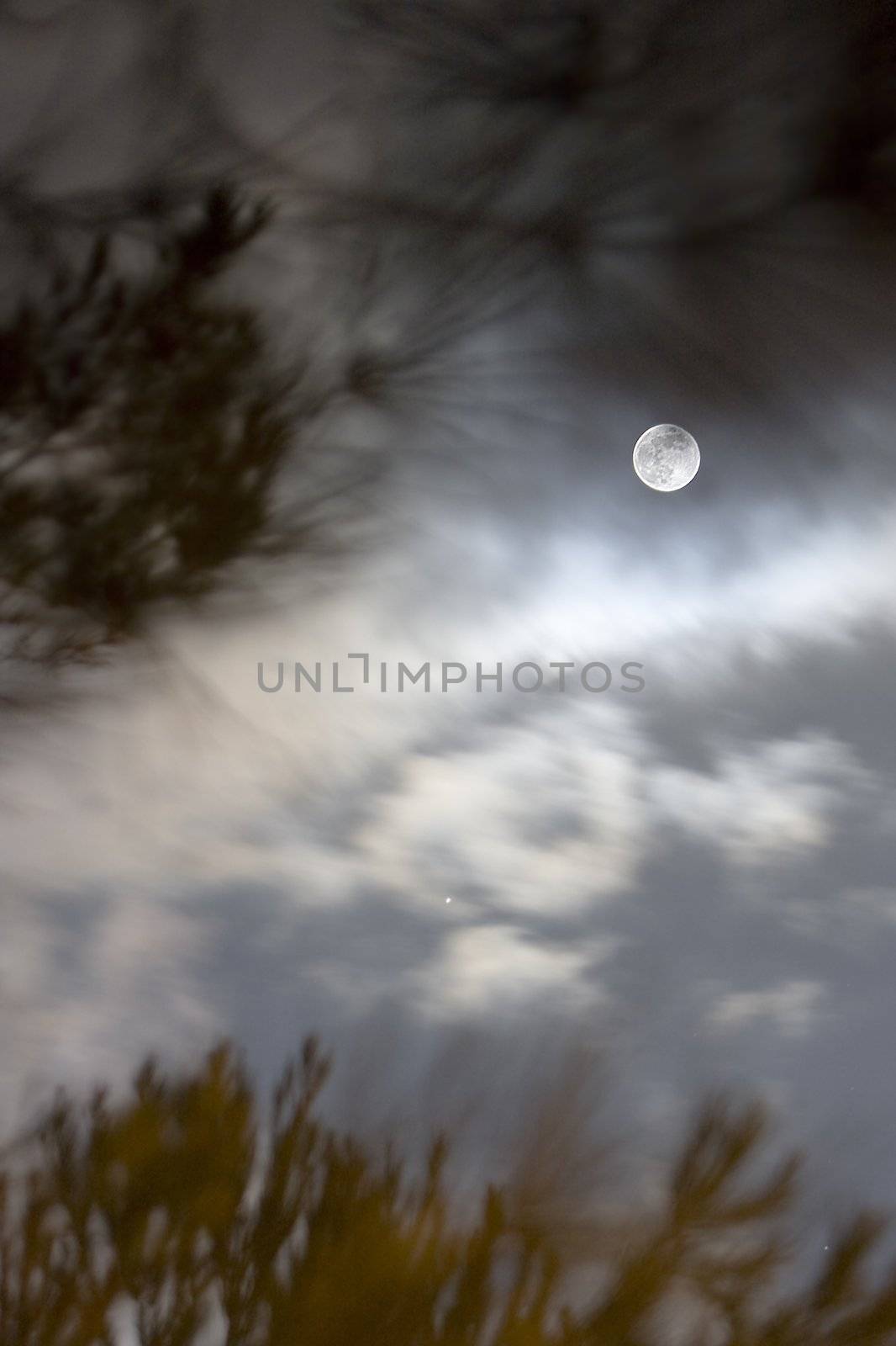 image of the moon in the sky hidden by the clouds