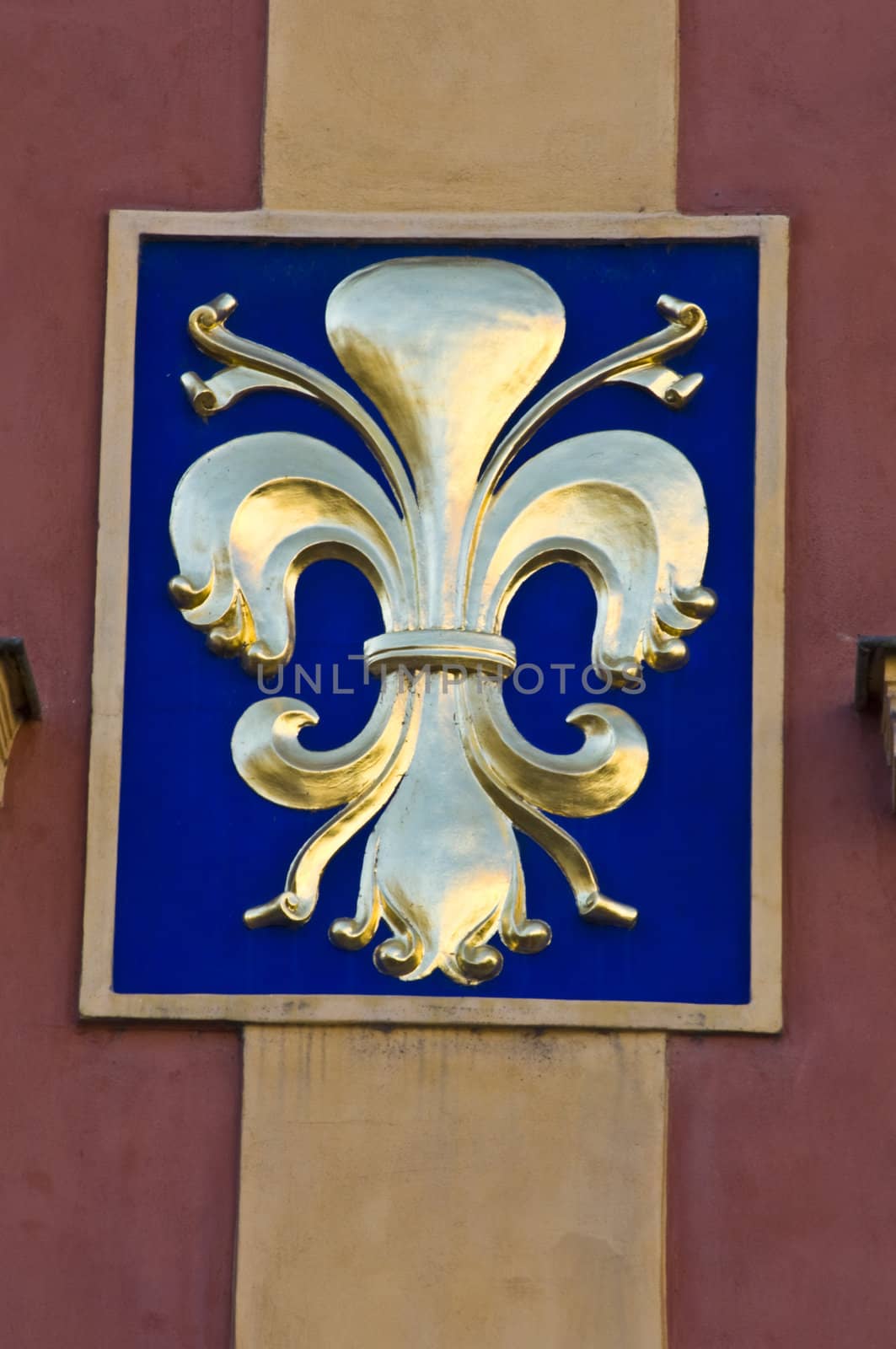 golden fleur de lis on a facade