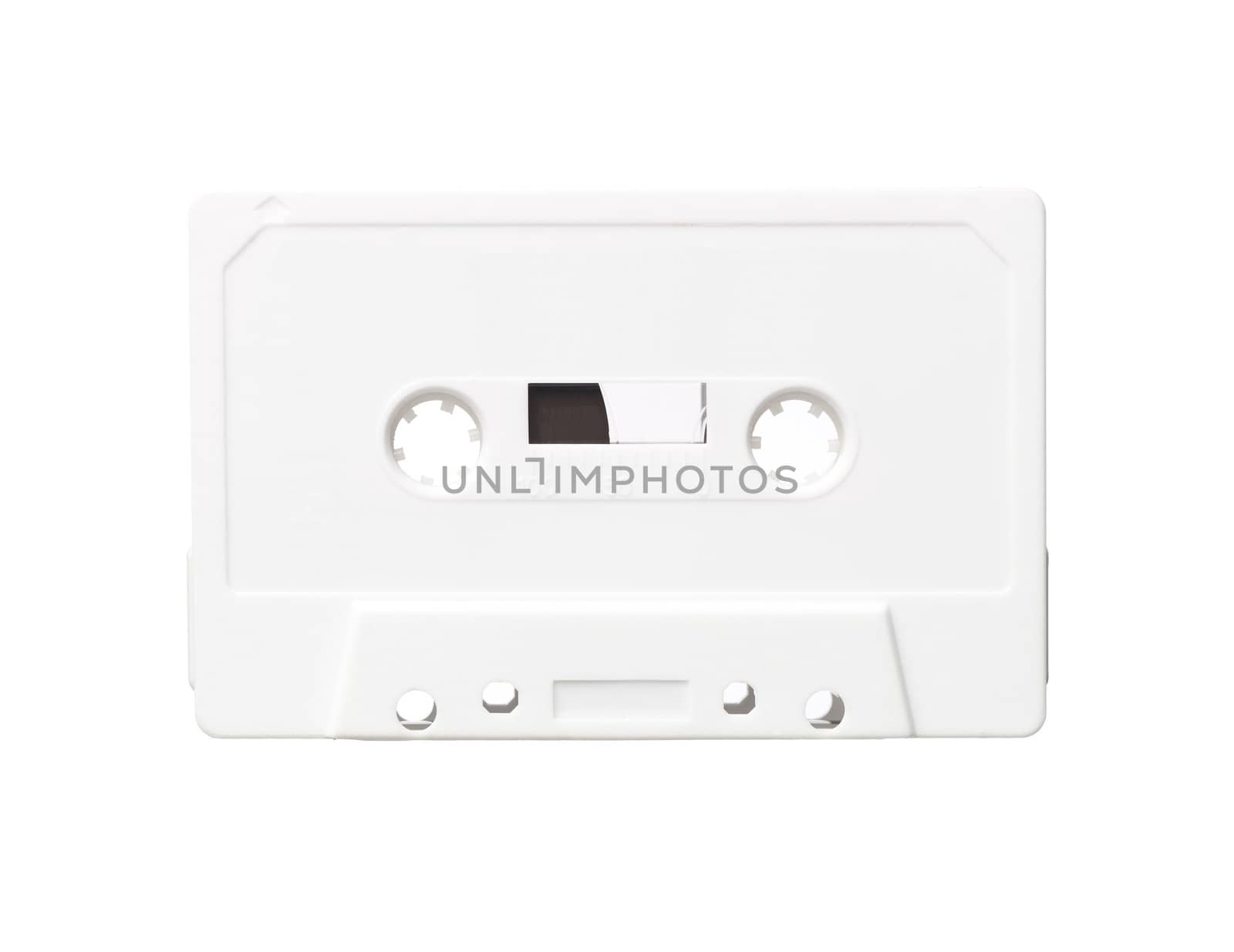 White audio cassette isolated on a white background