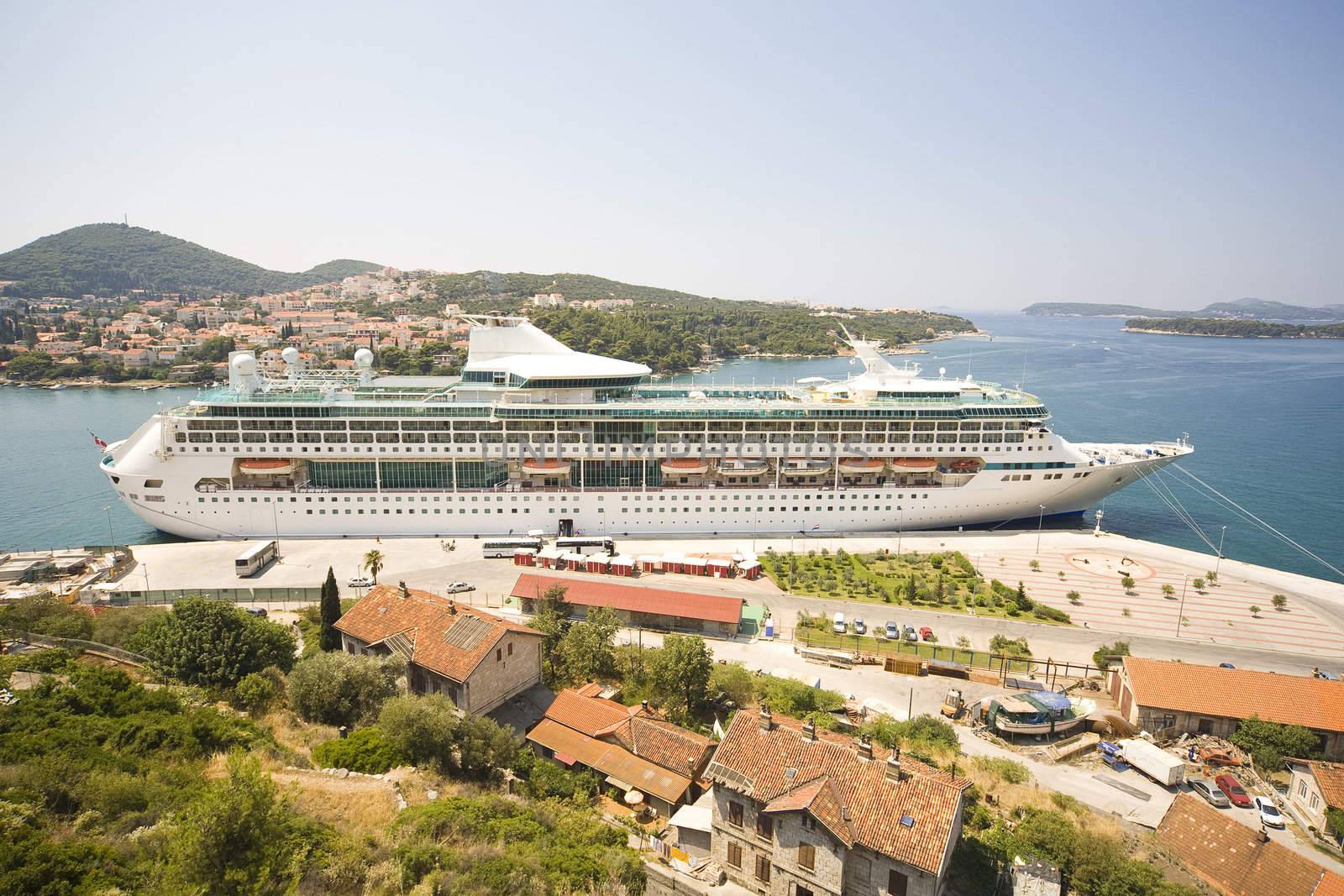 large passenger vessel in Dubrovnik harbour