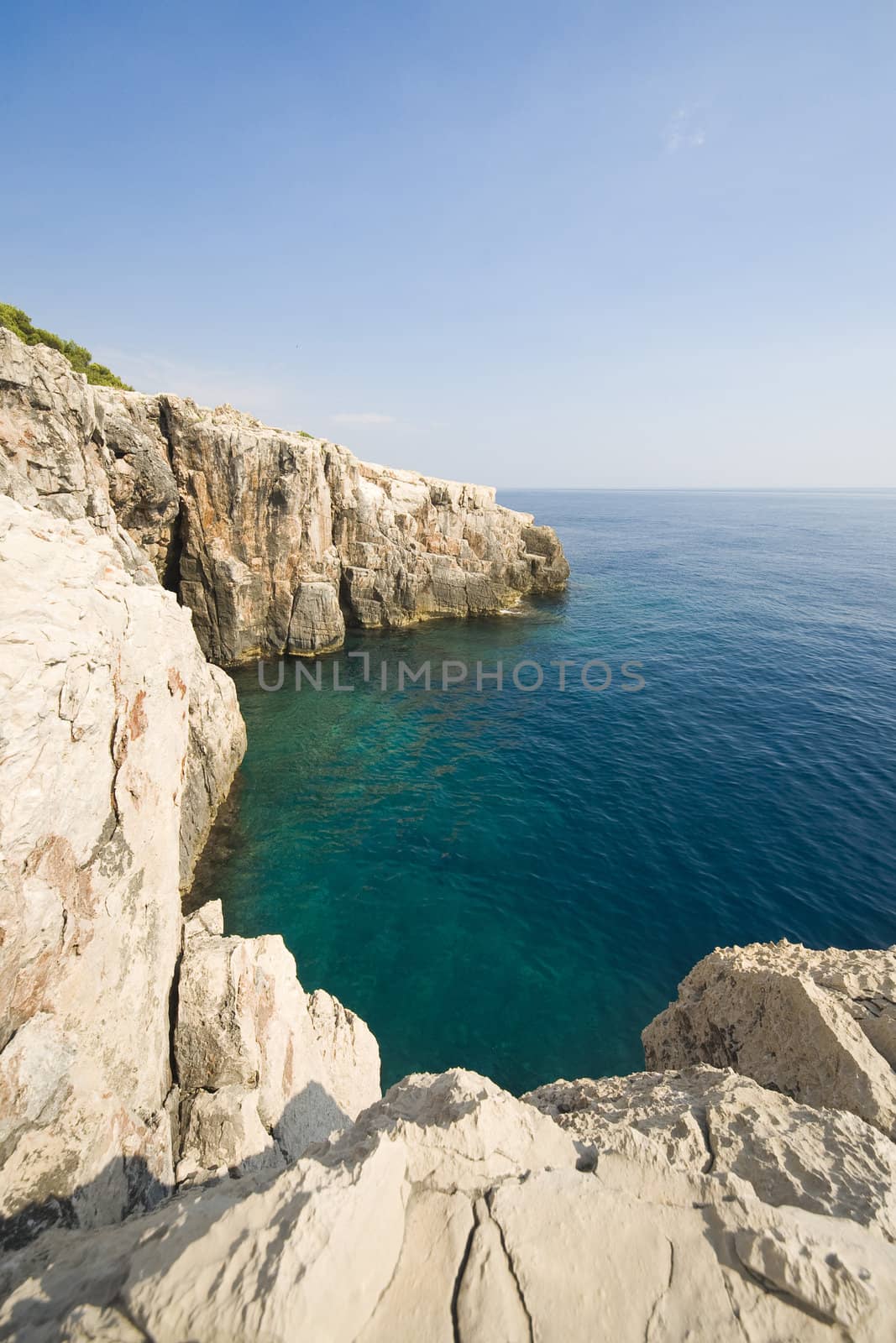 Croatian landscape - view from Locrum Island to open Adriatic sea