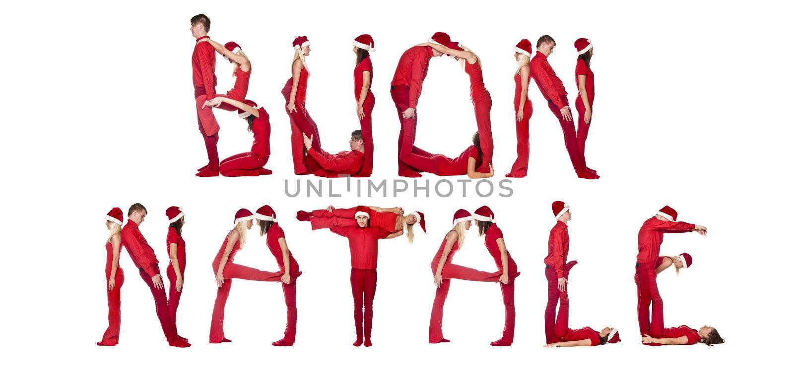 Elfs forming the phrase 'Buon Natale' by gemenacom