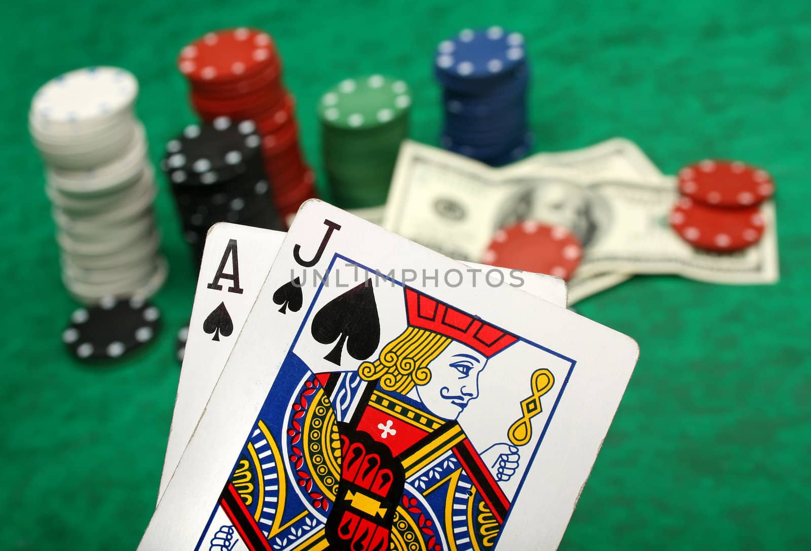 Blackjack with gambling chips by Erdosain