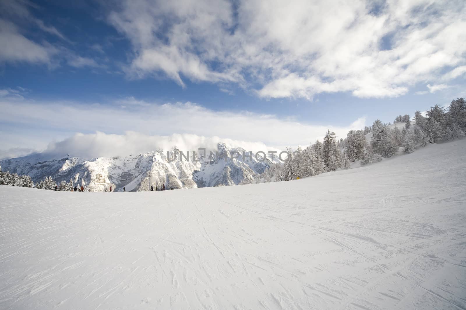 ski slope in italian dolomites by furzyk73