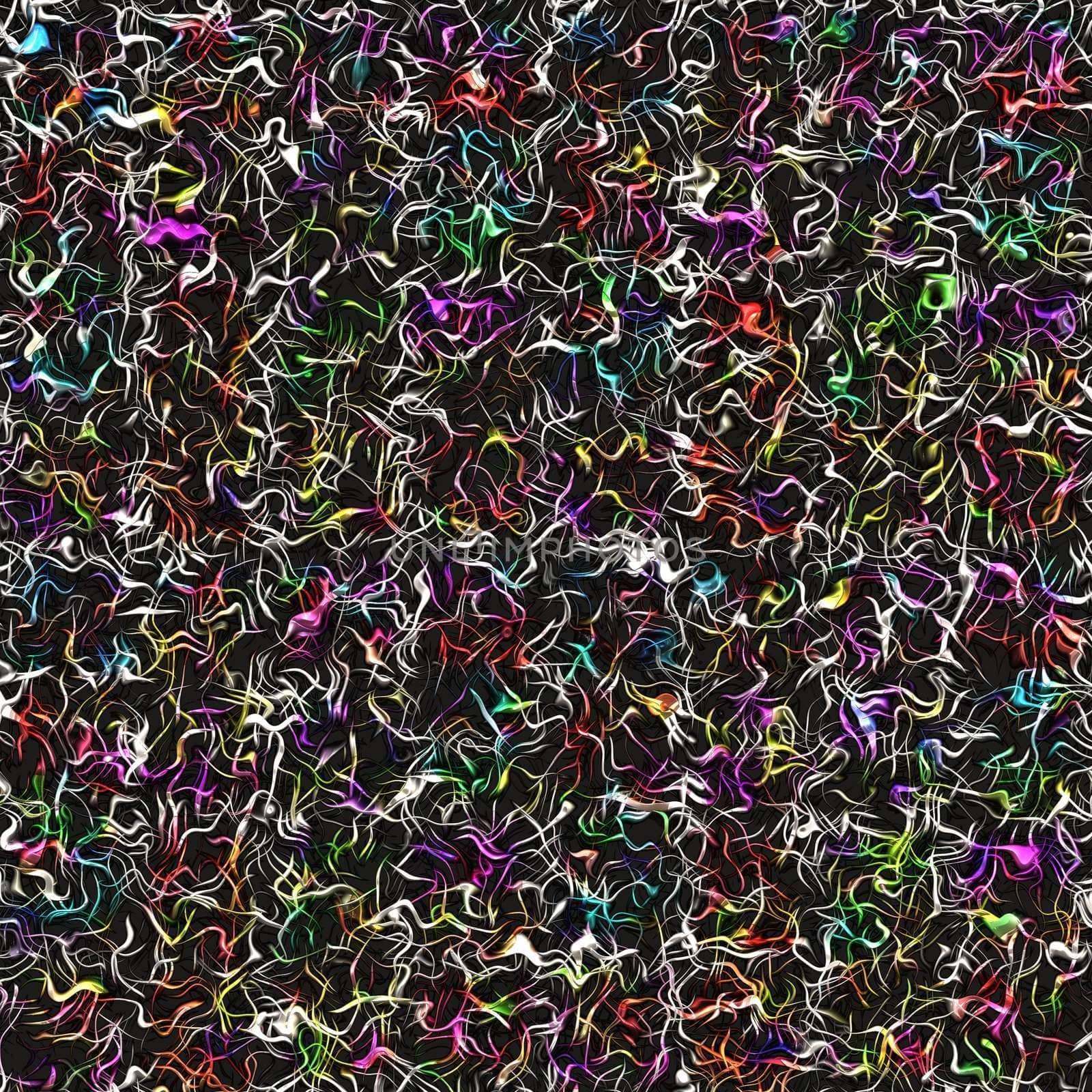texture of intertwined little threads in many colors