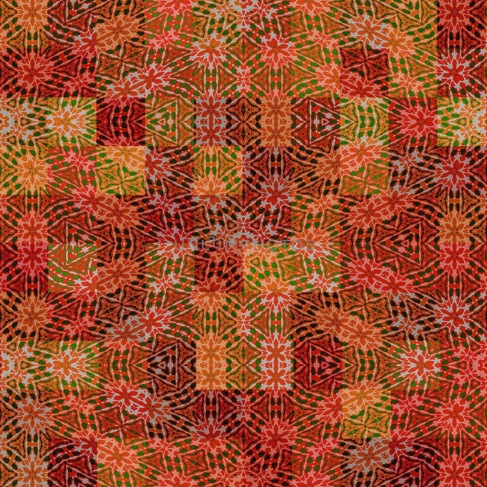 texture with abstract motifs on yellow to orange squares