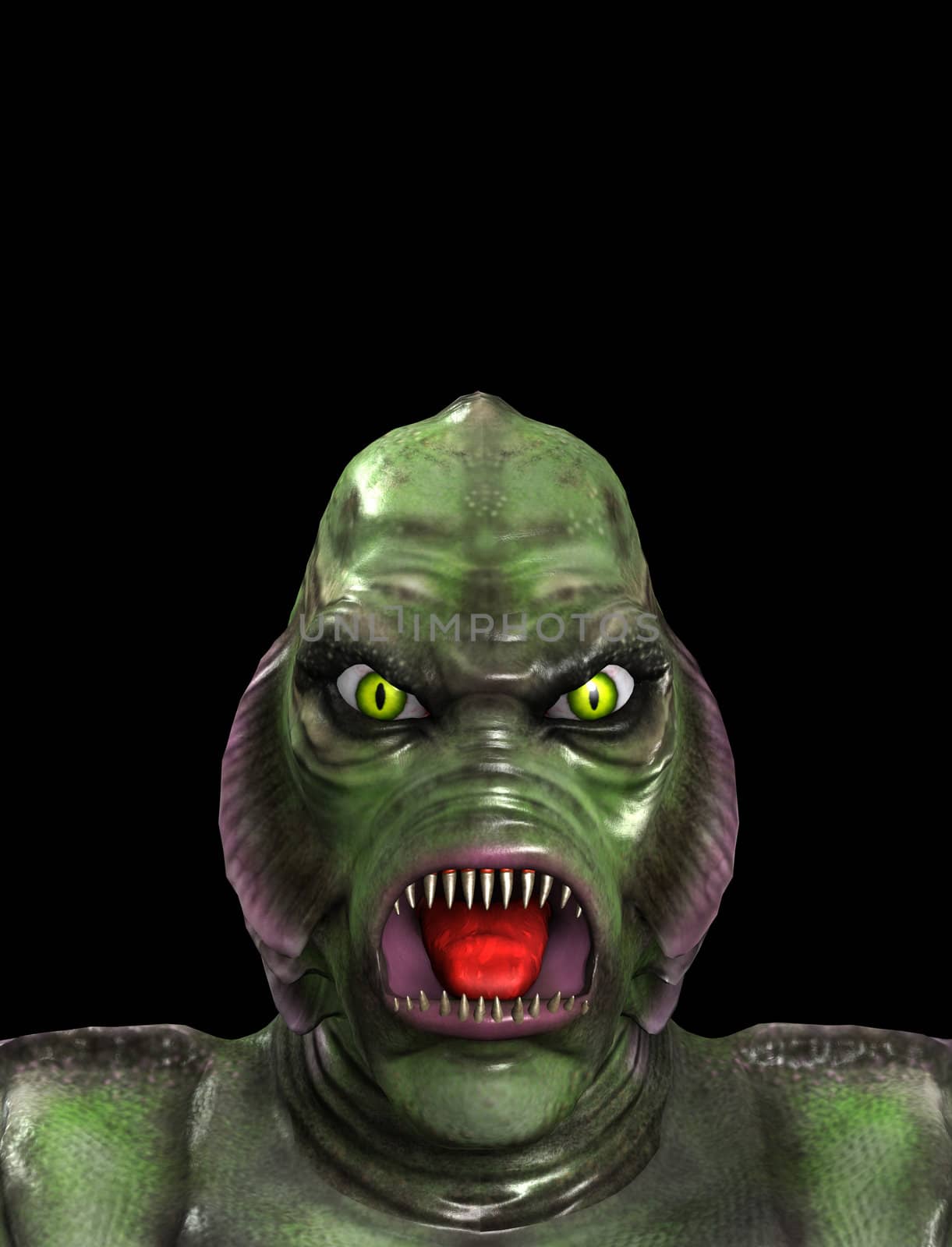 An aquatic reptilian gill monster for Halloween.