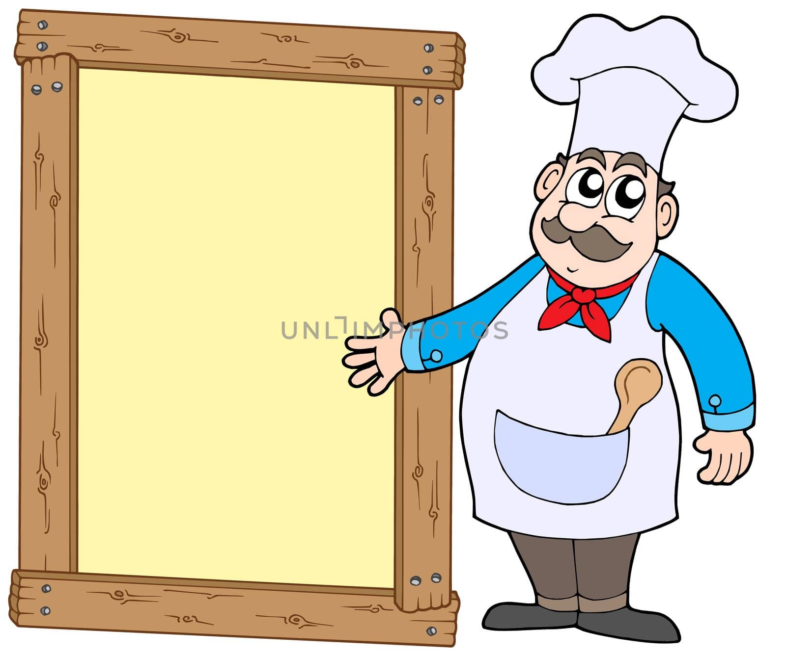 Chef with wooden panel by clairev