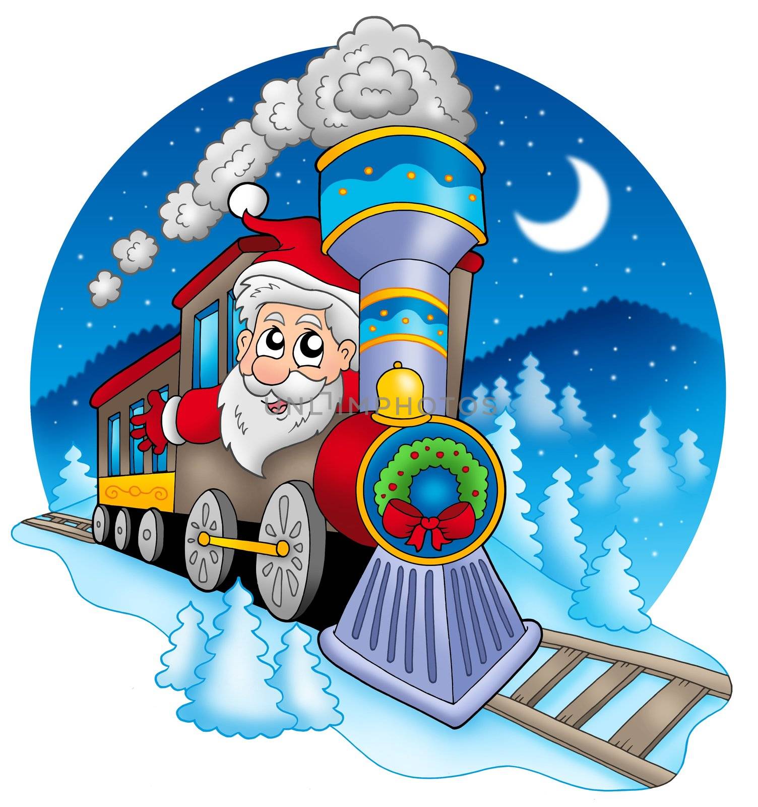 Santa Claus in train by clairev