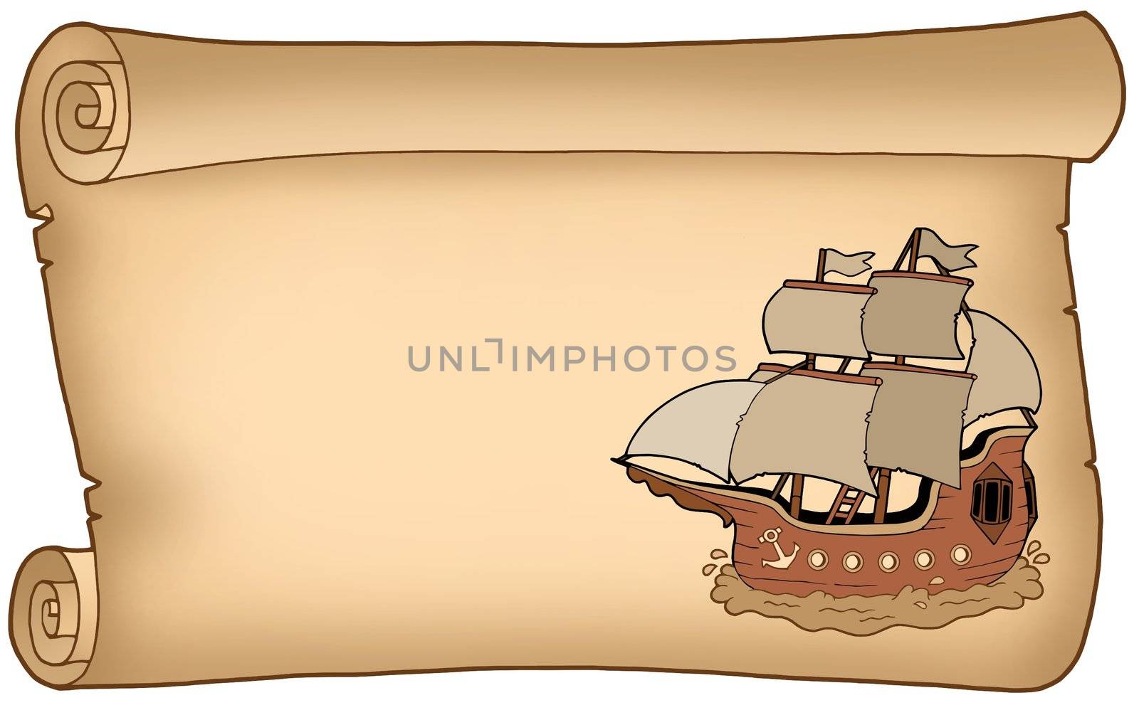 Parchment with old ship by clairev