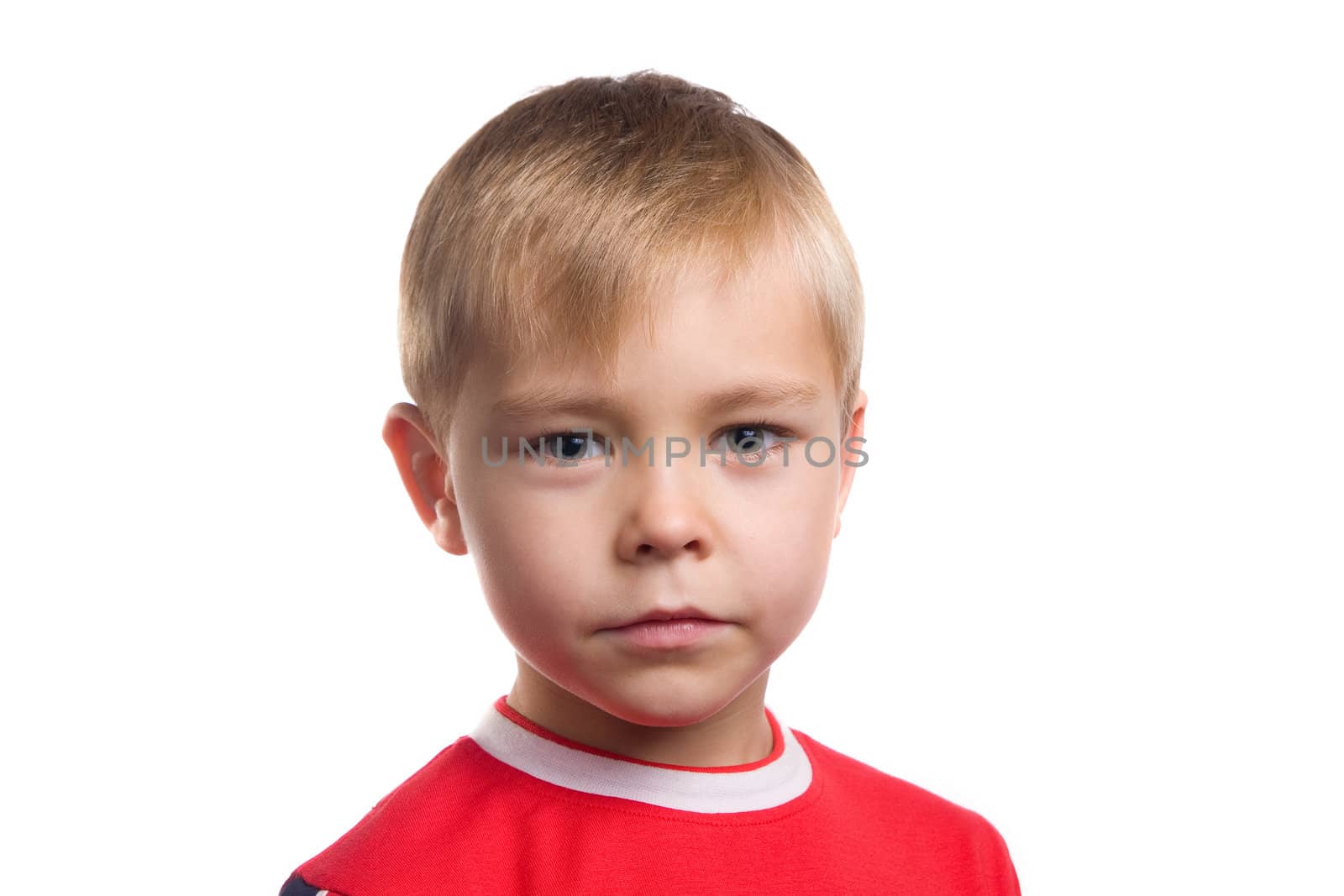 Portrait of young boy in red t-shirt