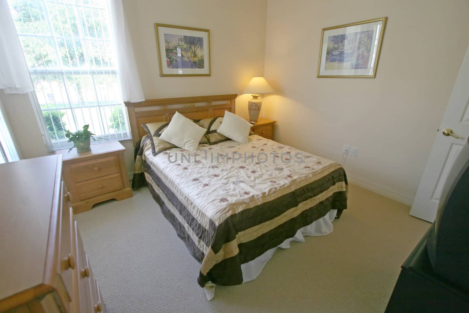 An Interior Home shot of a Queen Bedroom