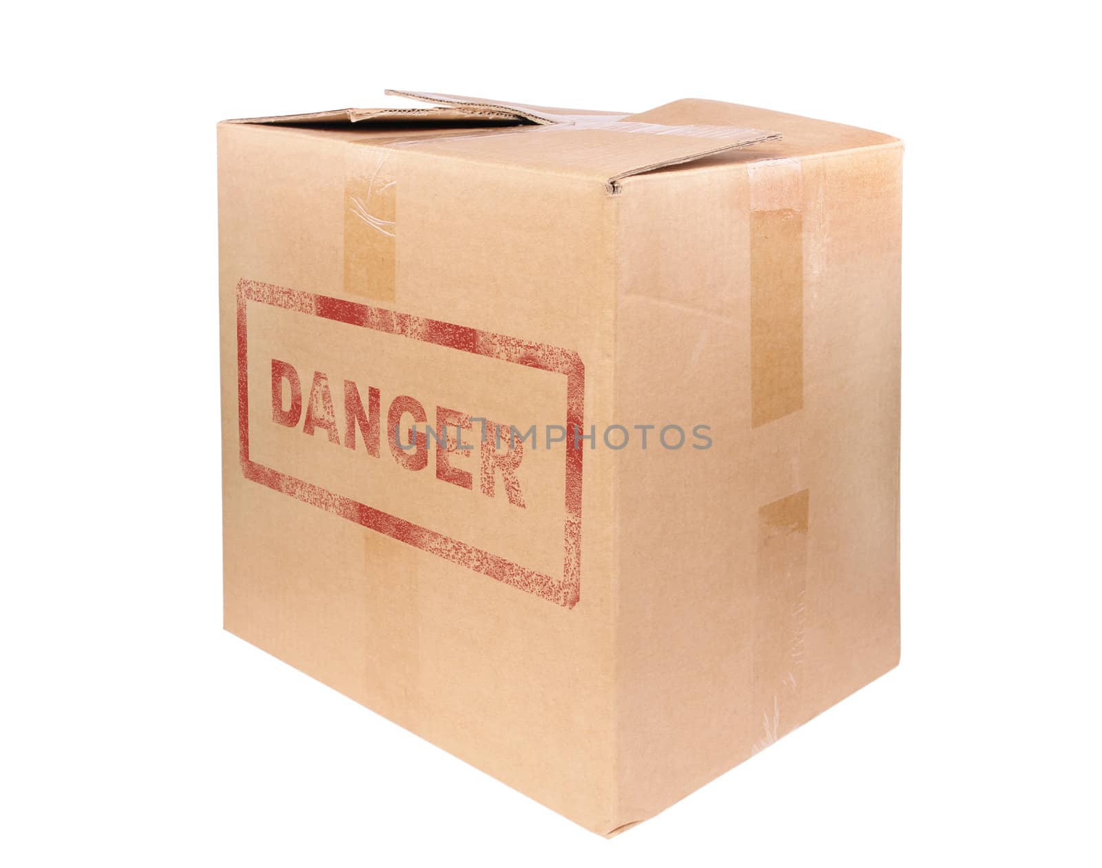 The big cardboard box isolated on white background                                           