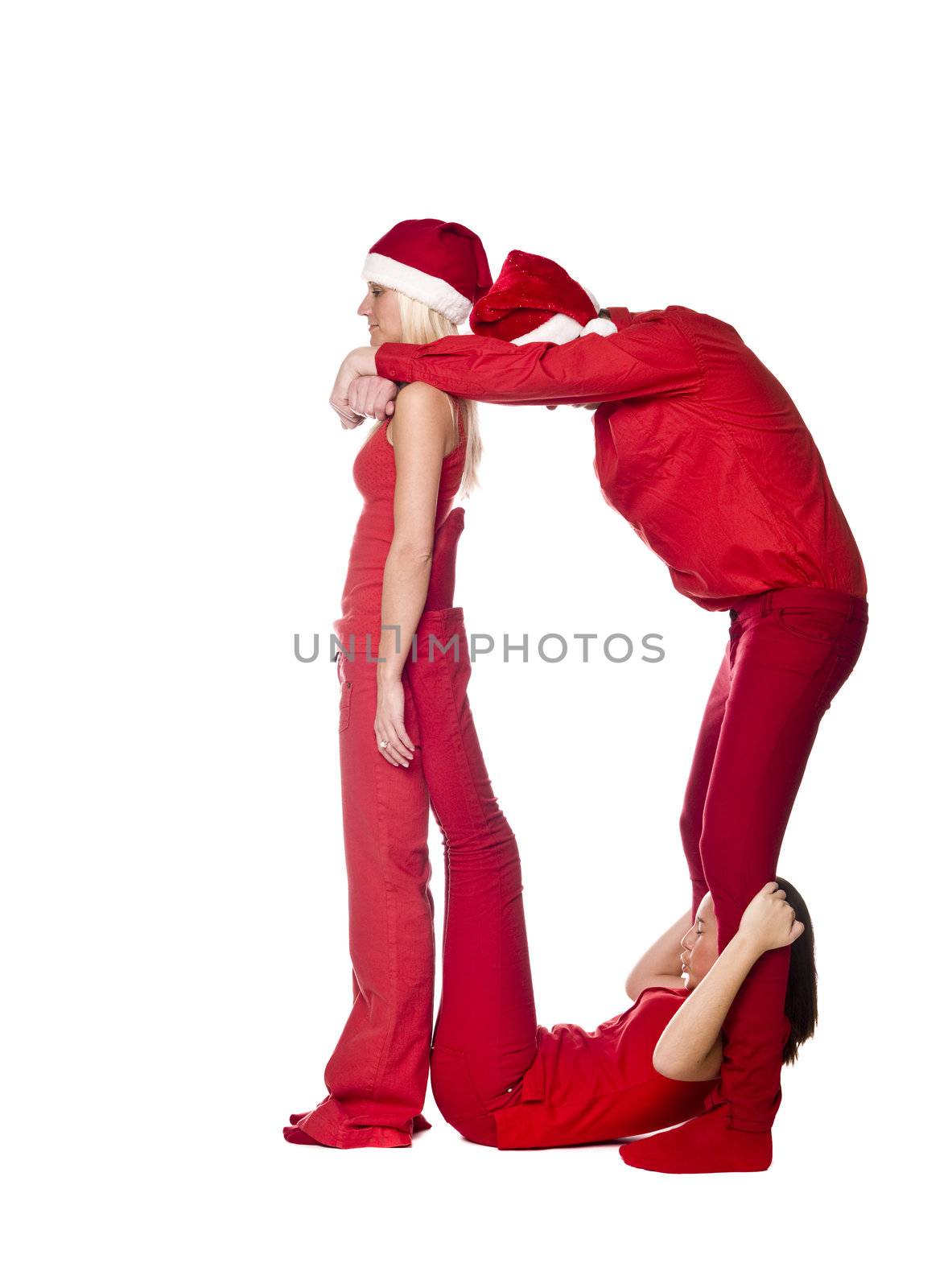 Elfs forming the letter 'D' isolated on white