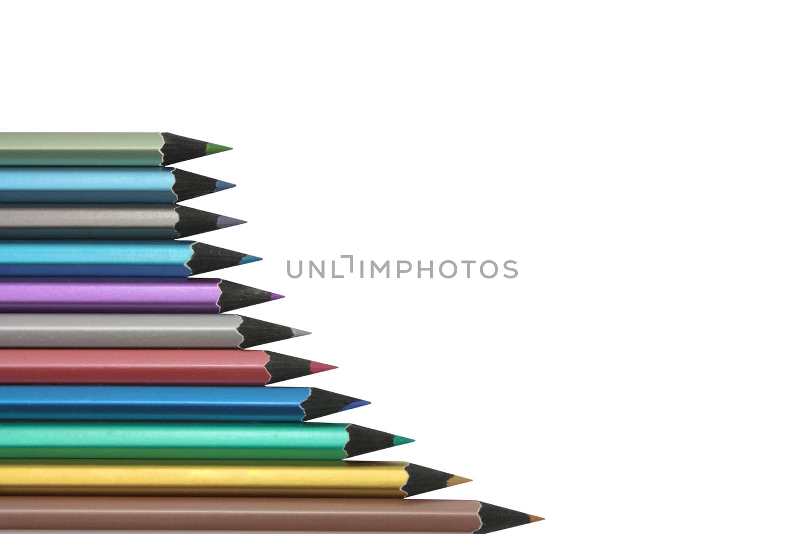 Pencils isolated on white background shaped in a bow.
