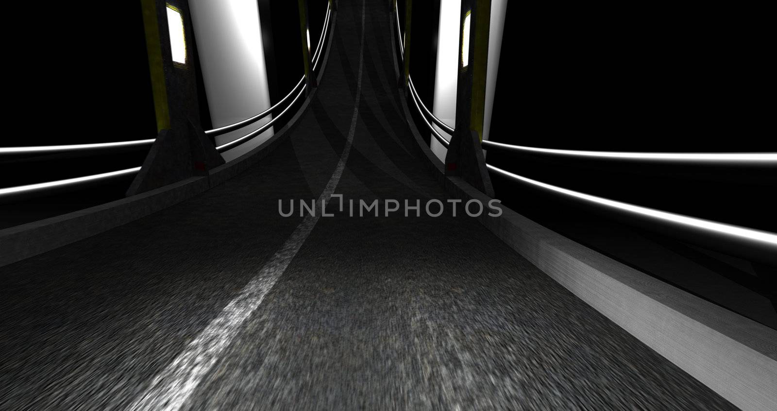 Car traveling through the endless night road