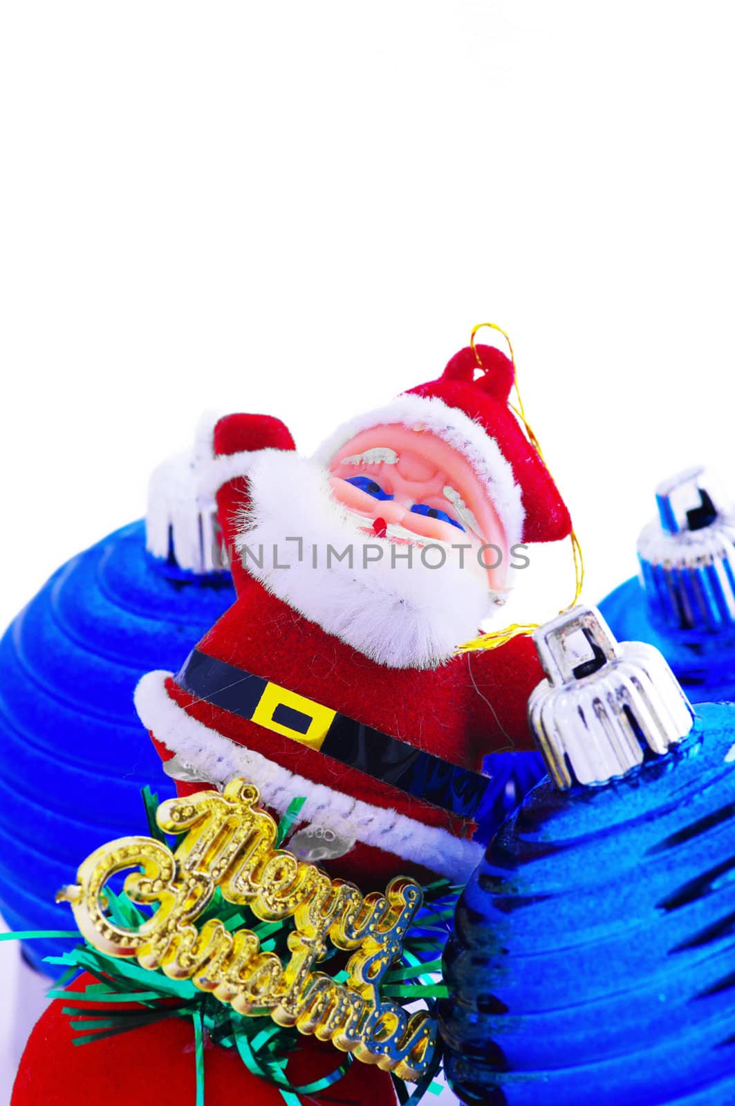 Santa with blue christmas ball 