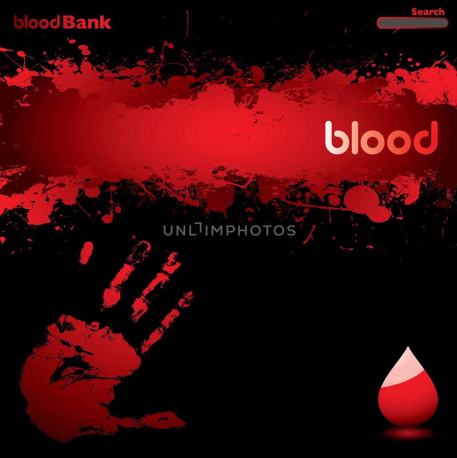 black and red blood inspired web page background with copyspace