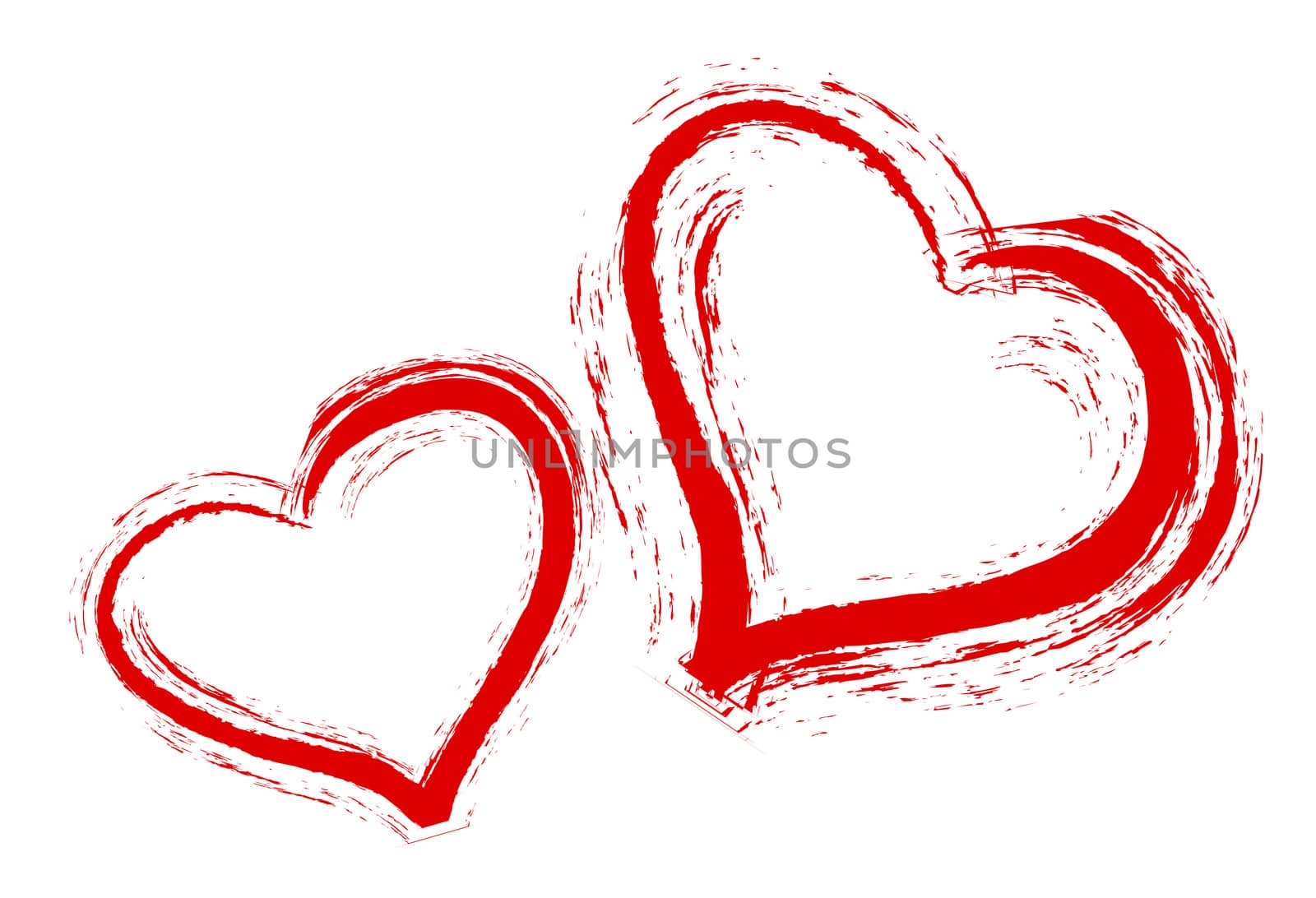 Two Hearts on white background
