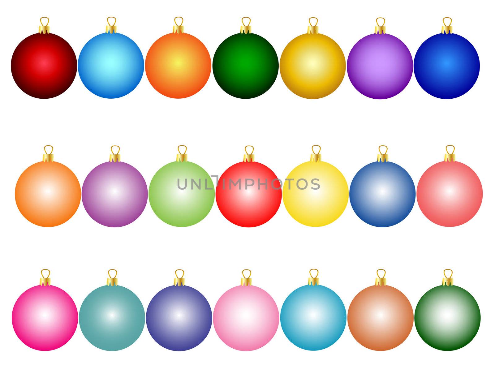 set of colorful christmas balls