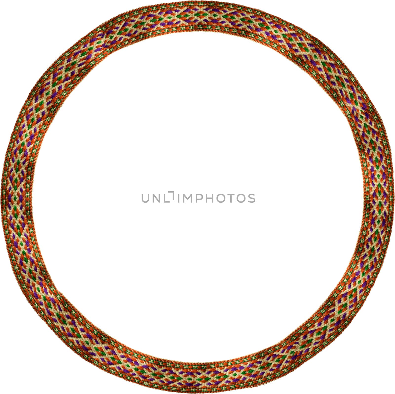 Decorative circle frame made from Traditional latvian folk belt.