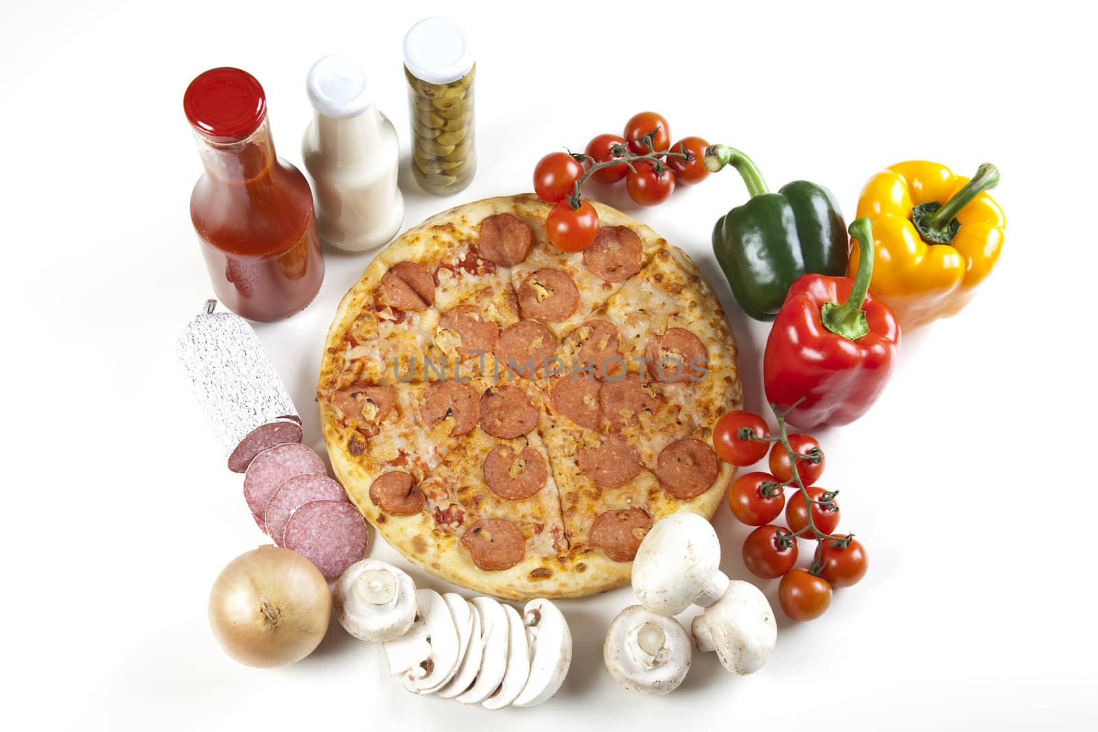Pizza with salami by shiffti