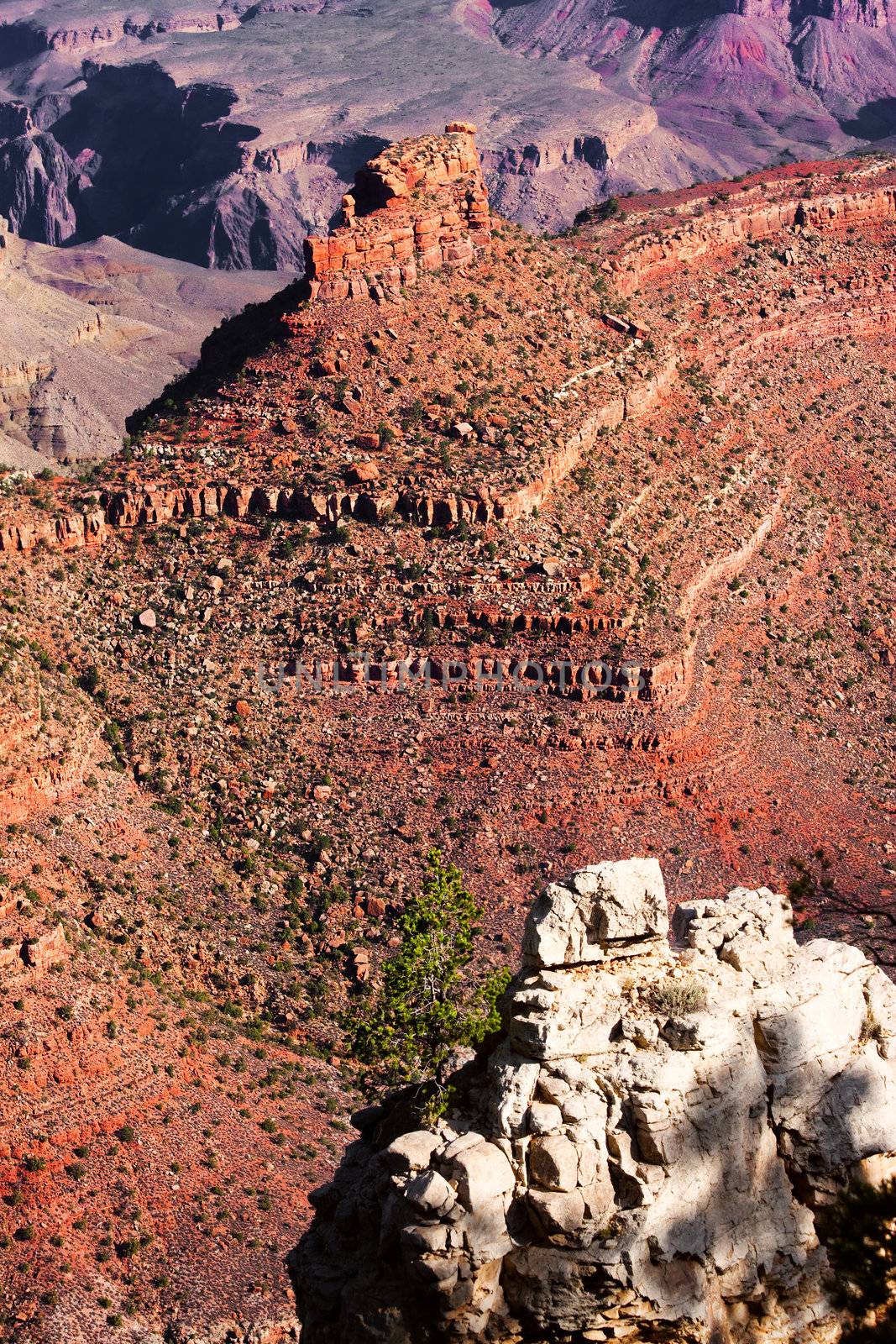 Detail of the Battleship Formation ridge inside the Grand Canyon