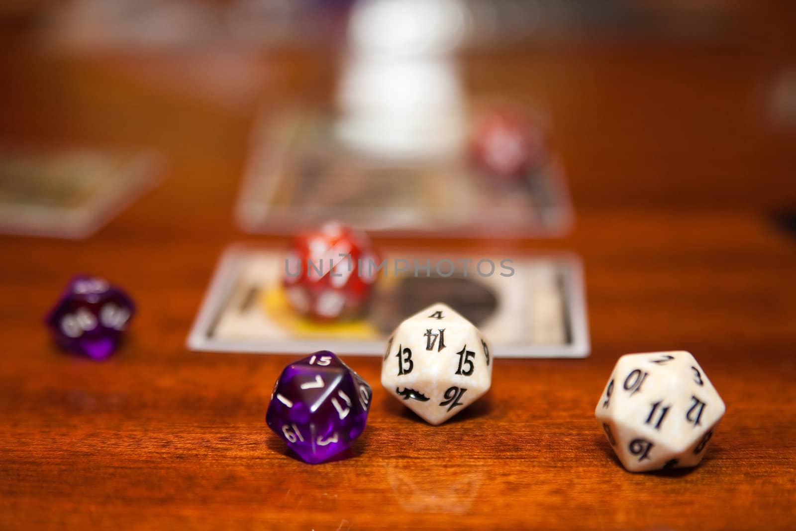 few dices with very shallow depth of field